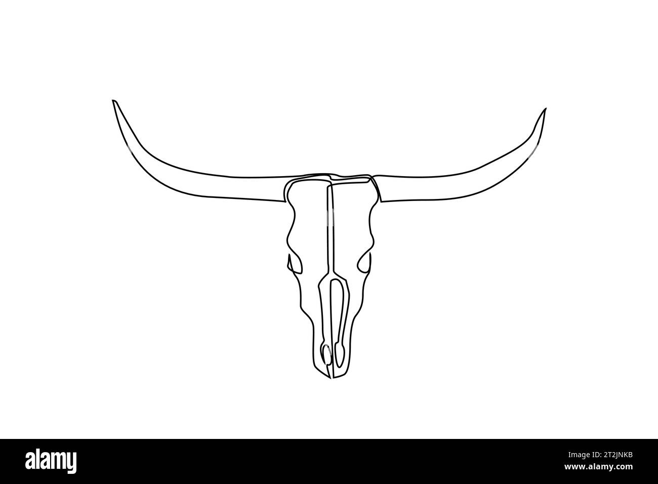 dessin de la ligne de tête de crâne mort de buffle animal à cornes Illustration de Vecteur