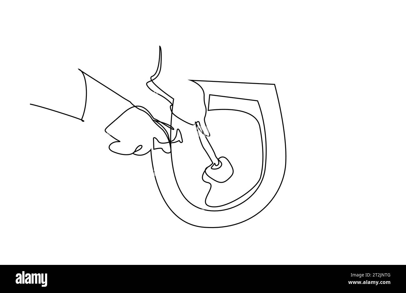 brosse de nettoyage de cuvette de toilette gants détergent style de vie ligne art design Illustration de Vecteur