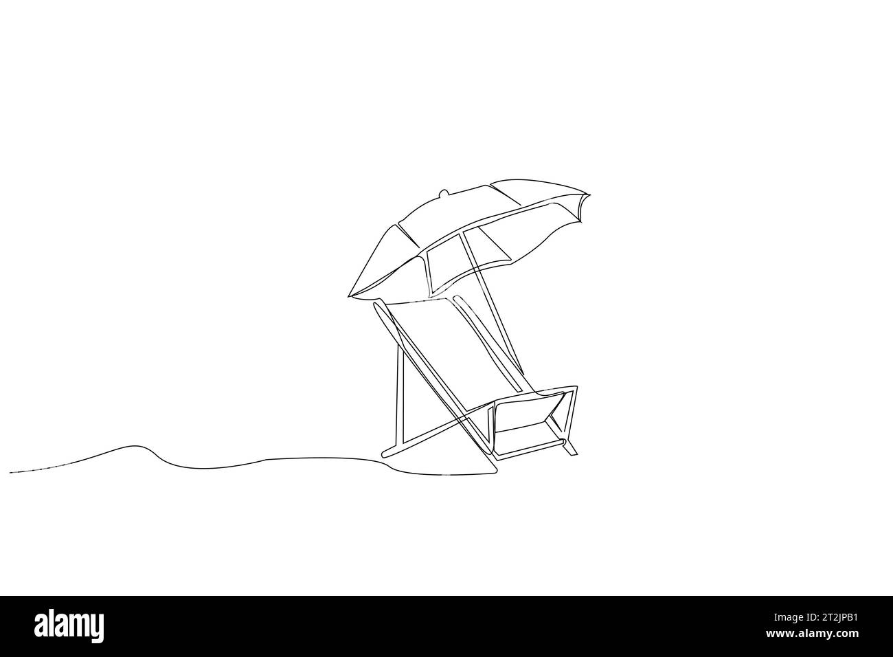 vacances bain de soleil transat parasol plage vacances nobody line art design Illustration de Vecteur