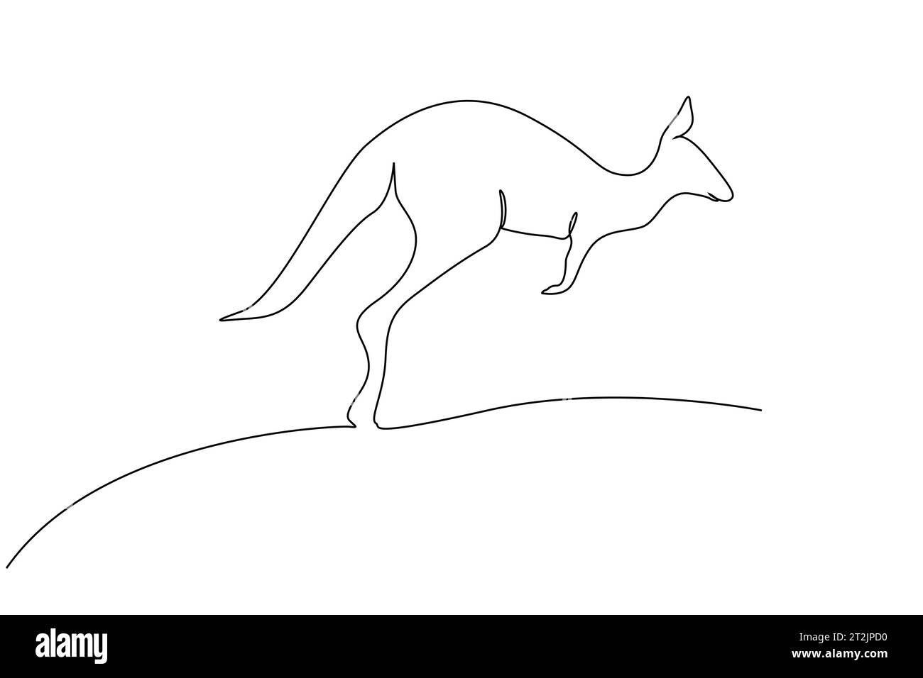 kangourou jumping nature simple dessin au trait Illustration de Vecteur