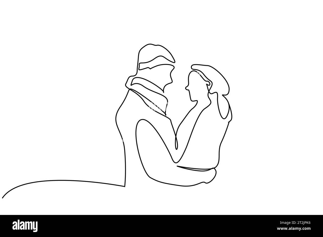 couple dans l'amour happy walk embrasse relation extérieure design d'art de ligne Illustration de Vecteur