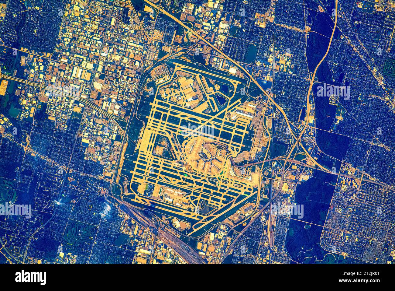 Chicago City, USA.amélioration numérique d'une image par la NASA. Banque D'Images