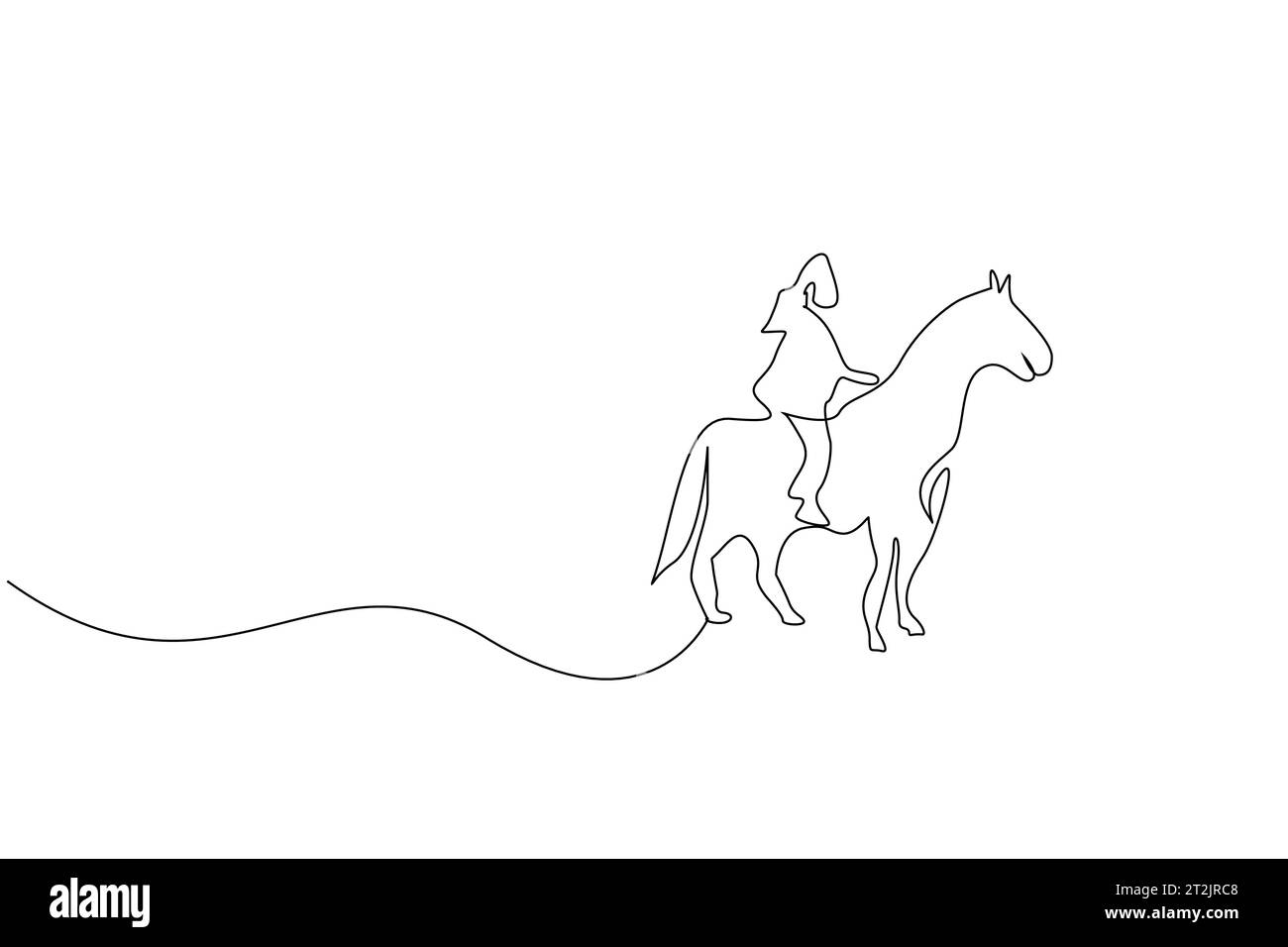 femme de cheval libre liberté en dehors de la conception d'art de ligne de nature Illustration de Vecteur