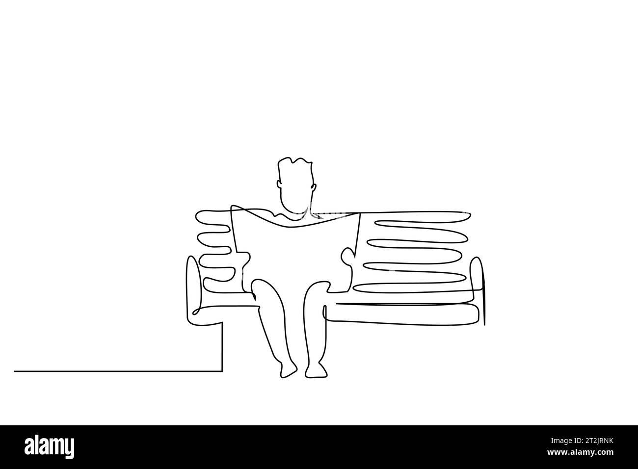 homme mature lisant le journal sur le banc de parc style de vie conception d'art de ligne Illustration de Vecteur
