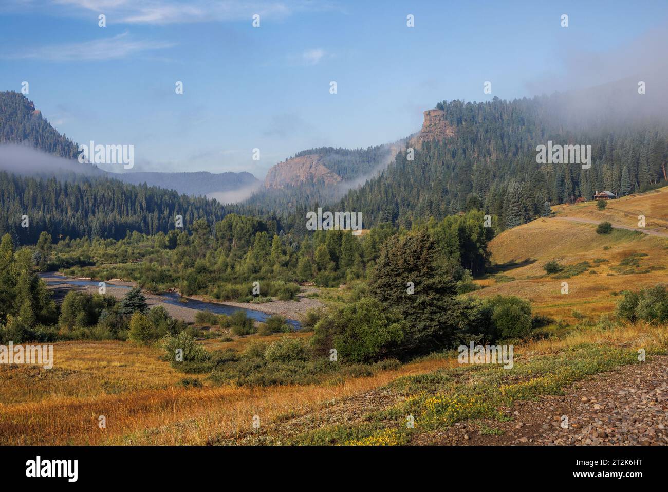 Brouillard matinal dans les montagnes San Juan du Colorado près d'Elwood Pass. Banque D'Images