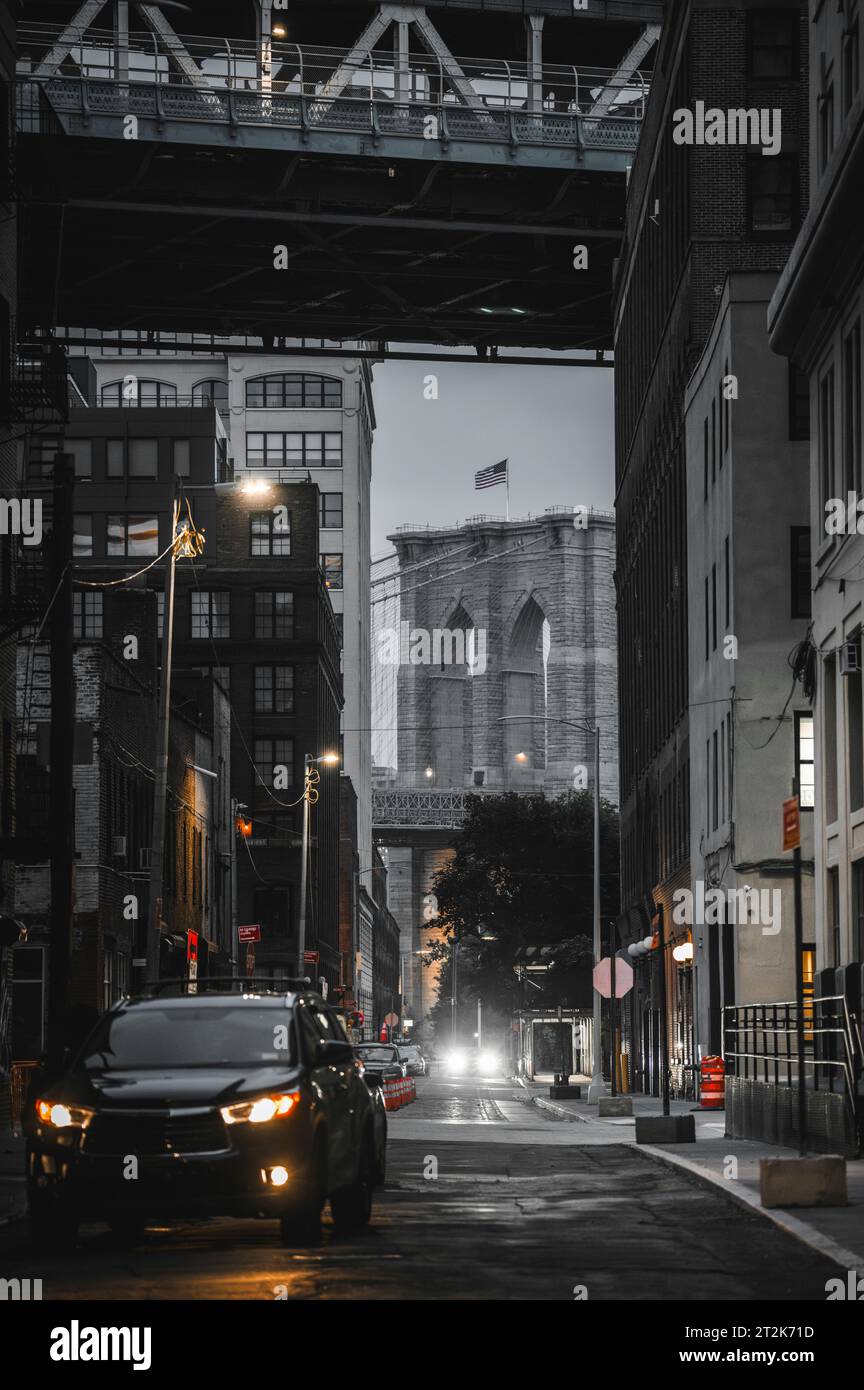 rue dans Brooklyn New York Bridge Area Banque D'Images