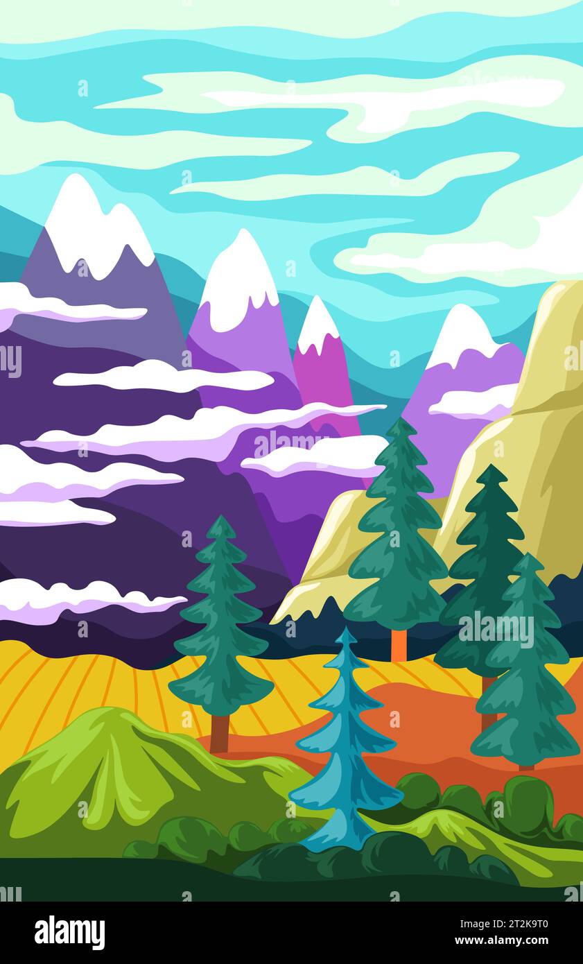 Paysage avec montagnes et vecteur de nature forestière Illustration de Vecteur