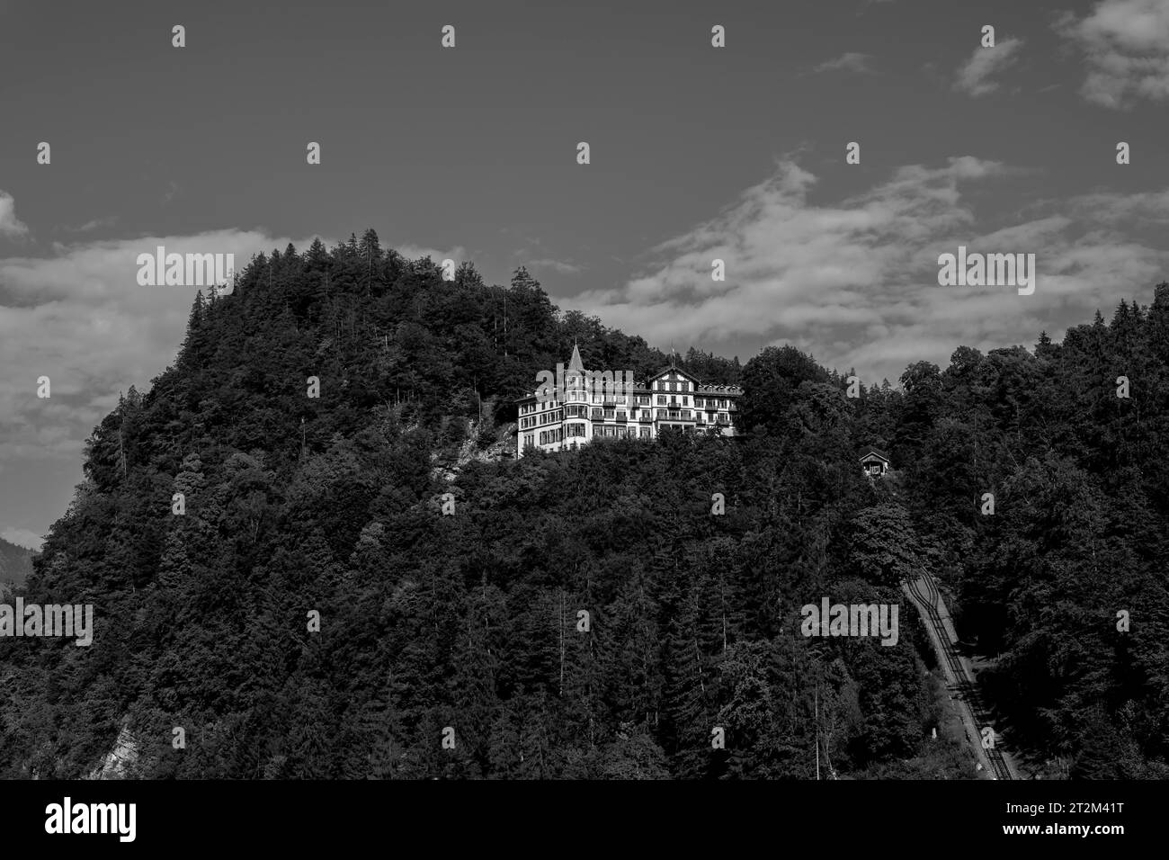 Le Grandhotel historique Giessbach sur le flanc de la montagne à Giessbach, Brienz, Oberland bernois, canton de Berne, Suisse Banque D'Images