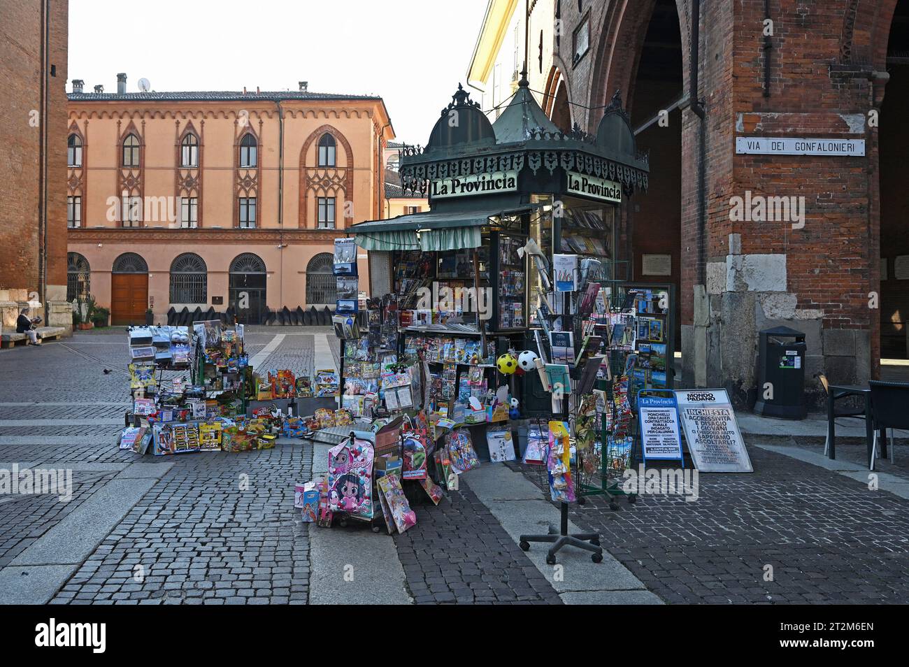 Kiosk an der Piazza del Comune, Cremona, Lombardei, Italien Banque D'Images