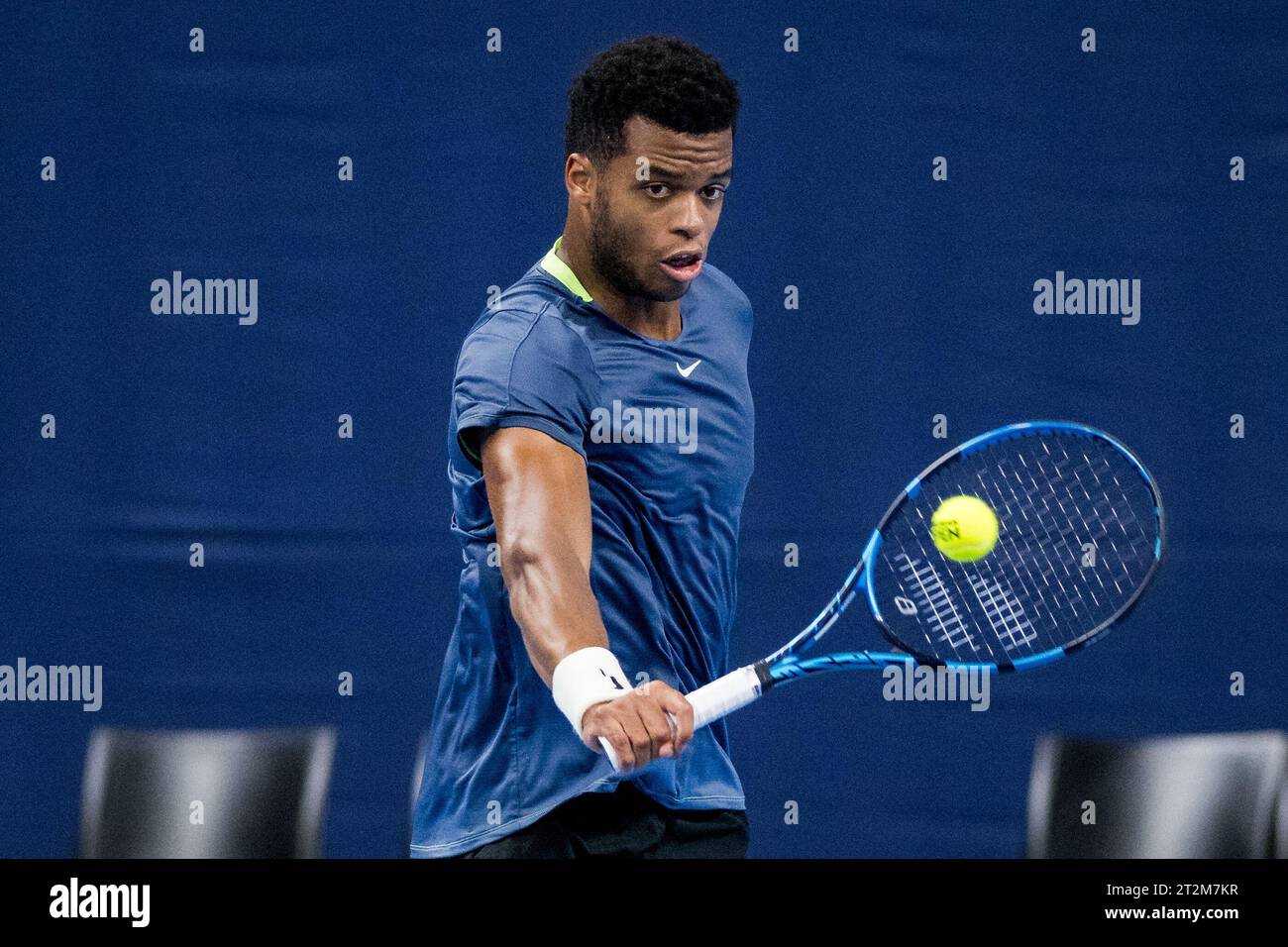 Anvers, Belgique. 20 octobre 2023. Le Français Giovanni Mpetshi Perricard photographié en action lors d'un match en quart de finale à l'European Open de tennis ATP, à Anvers, vendredi 20 octobre 2023. BELGA PHOTO JASPER JACOBS crédit : Belga News Agency/Alamy Live News Banque D'Images