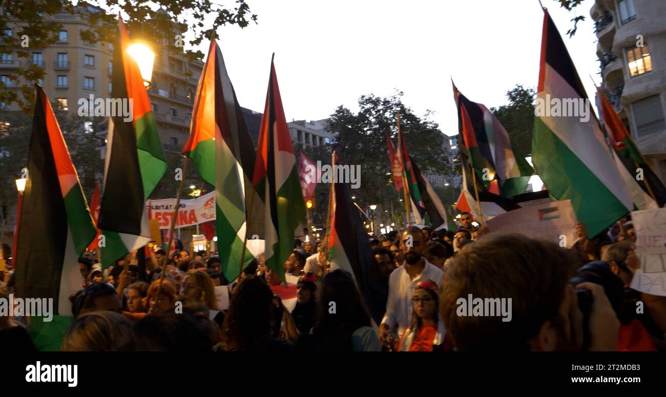 Barcelone, Espagne. 09.11.2023.manifestation en faveur de la Palestine à Barcelone Banque D'Images