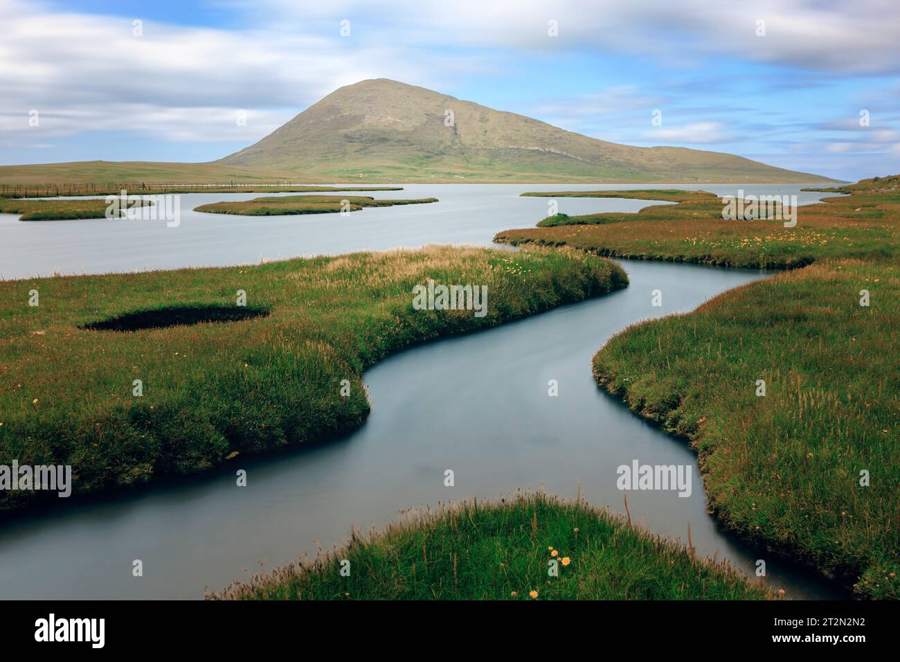 Les marais salants de Northton sur l'île de Harris sont un paysage côtier envoûtant de marais à marée. Banque D'Images