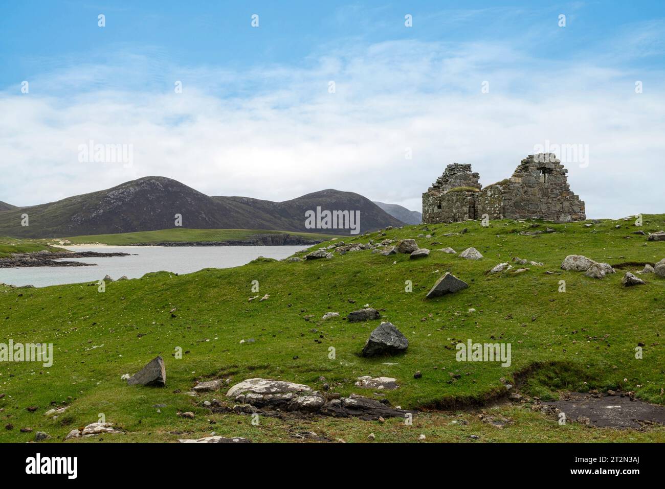 Le temple près de Northton dans l'île de Harris est une chapelle en ruine connue sous le nom de Rubh an Teampaill, ou Temple Head. Banque D'Images