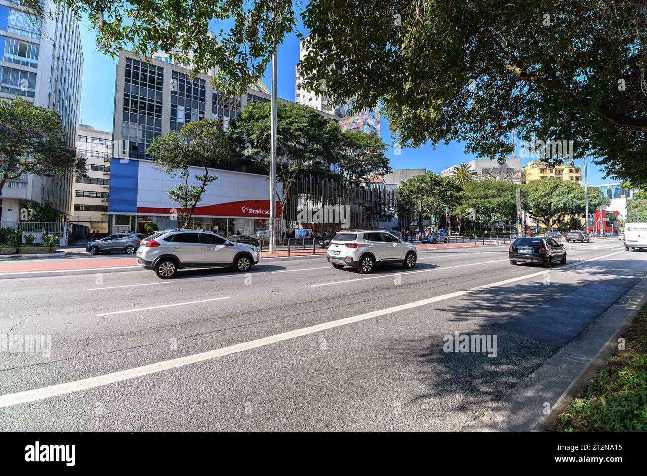 Sao Paulo, SP, Brésil - 07 juin 2023 : vue du début de l'avenue Paulista. Banque D'Images