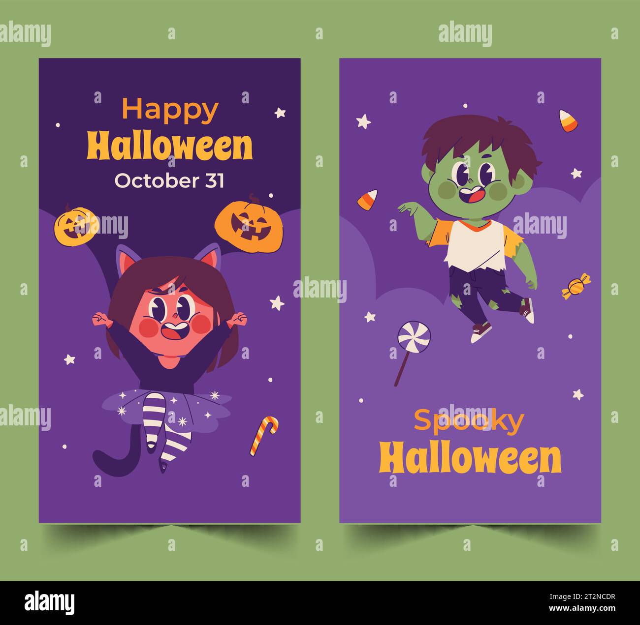 collection de bannières plates illustration vectorielle de conception de saison halloween Illustration de Vecteur