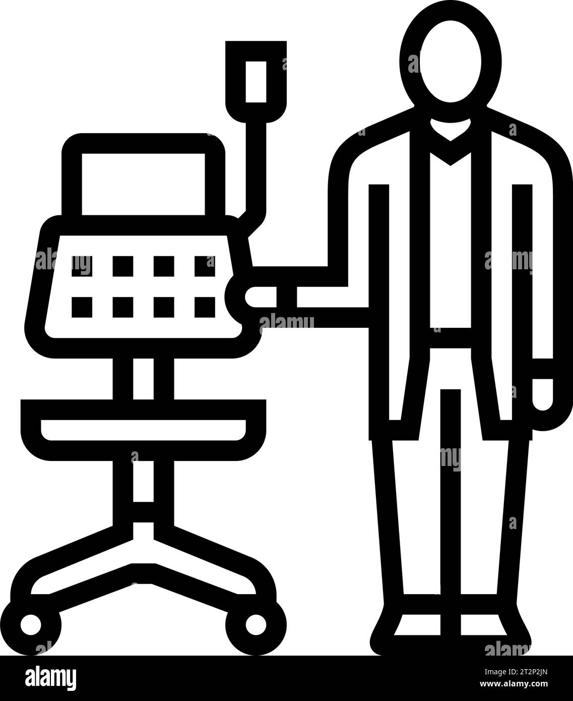 illustration vectorielle d'icône de ligne de moniteur cardiaque de technicien d'ecg Illustration de Vecteur