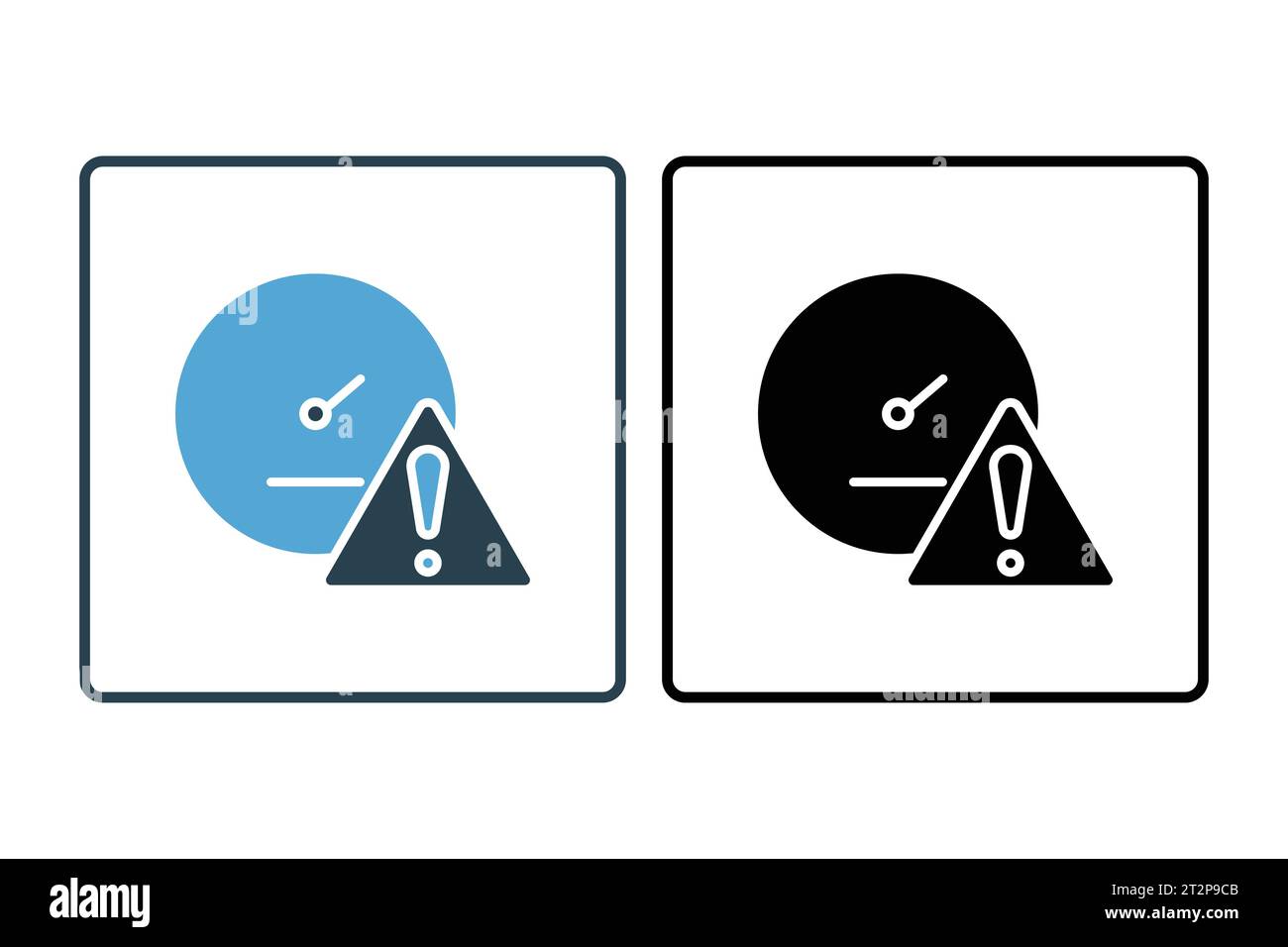 icône de limite de vitesse. compteur de vitesse avec point d'exclamation. icône associée à la vitesse. convient pour le site web, l'application, les interfaces utilisateur, imprimable, etc Icône solide sty Illustration de Vecteur