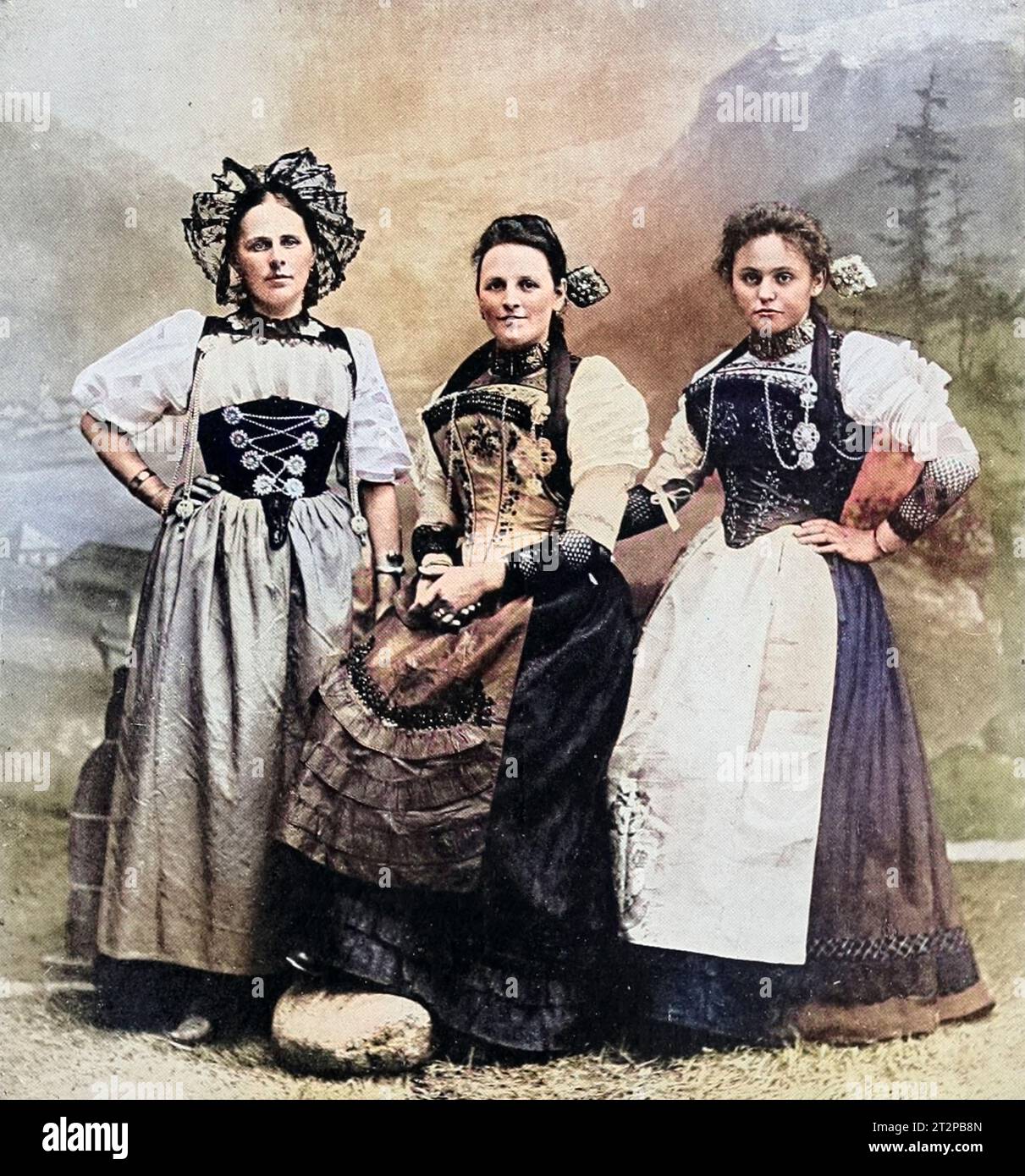 Trois filles suisses Banque D'Images