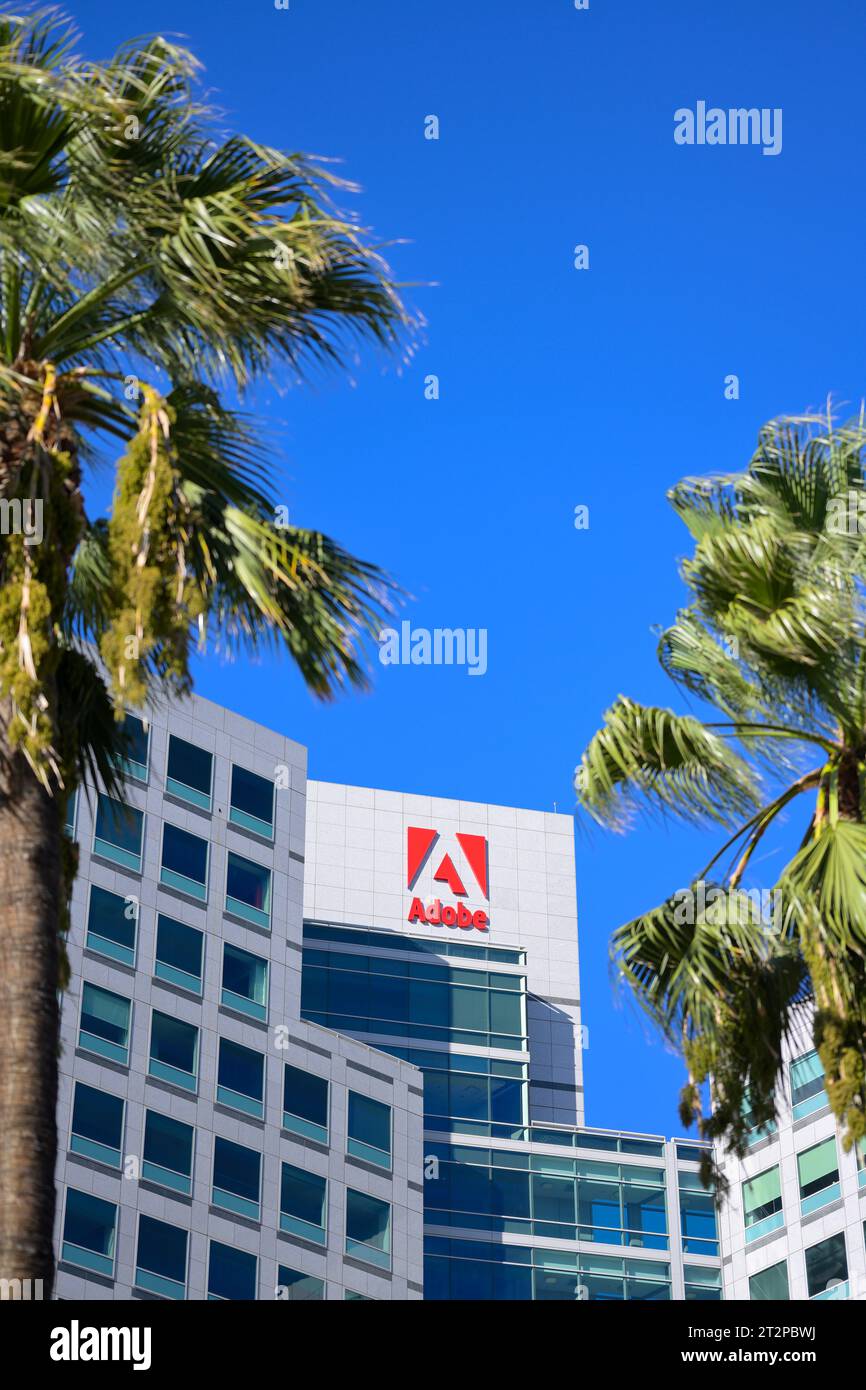 Le siège social d'Adobe Incorporated (ADBE) à Silicon Valley, San Jose CA Banque D'Images
