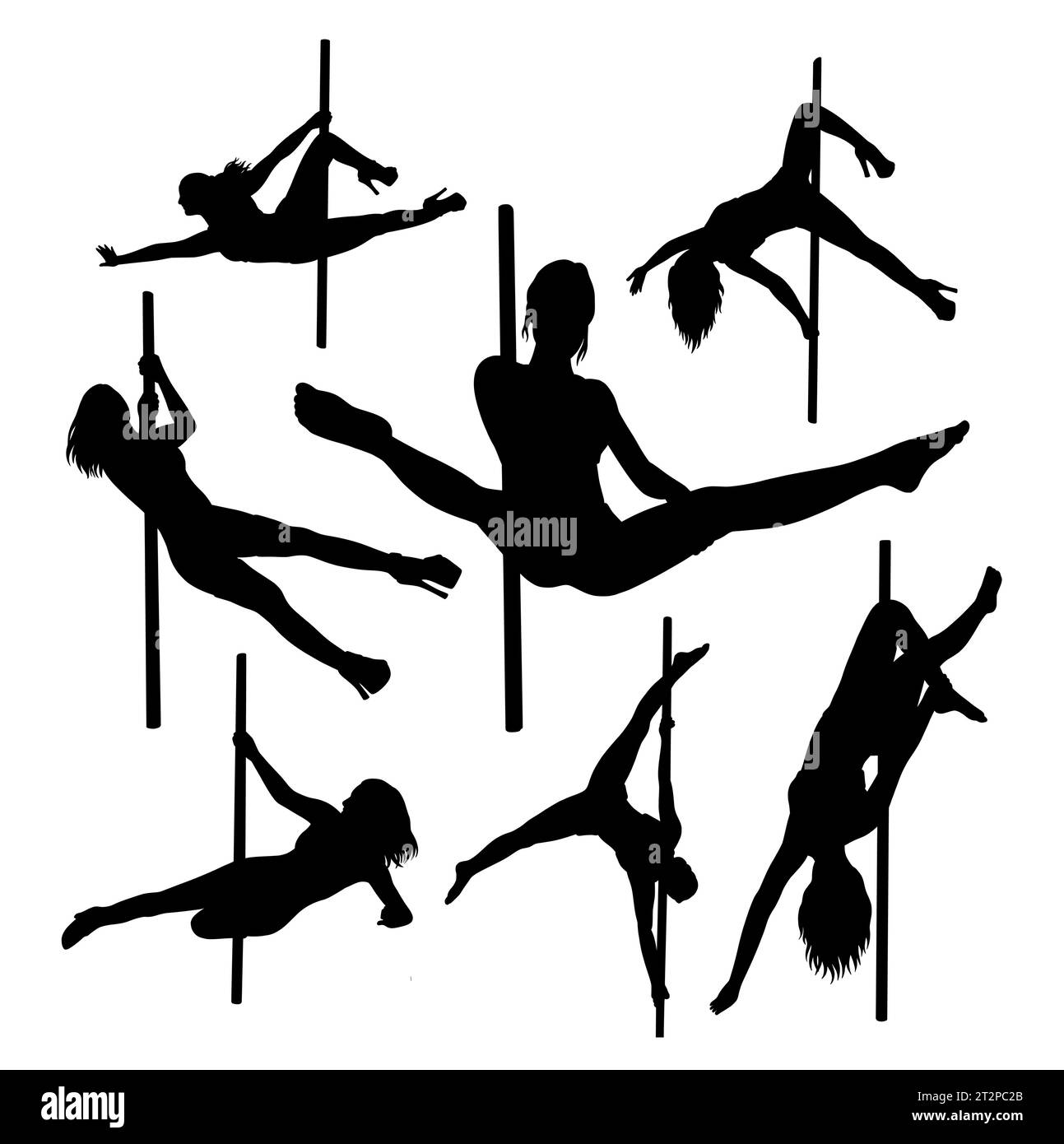 silhouette féminine d'entraînement de sport de pole dance Illustration de Vecteur