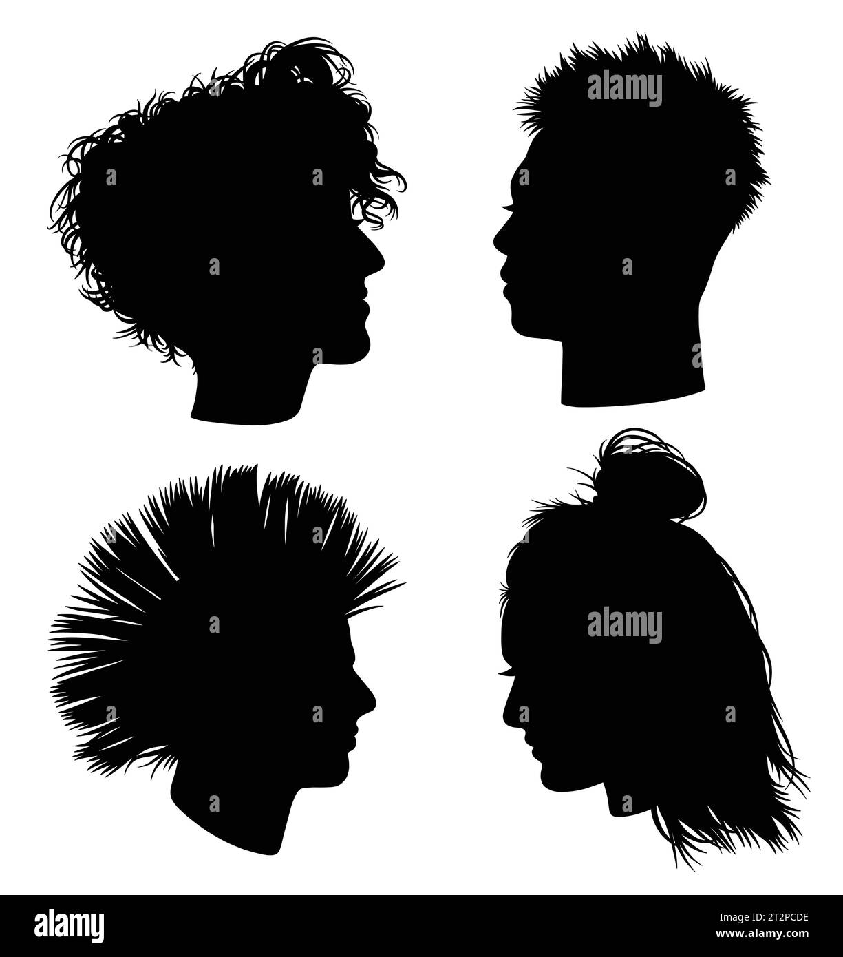 silhouette de logo de salon de beauté de coiffure masculine et féminine Illustration de Vecteur