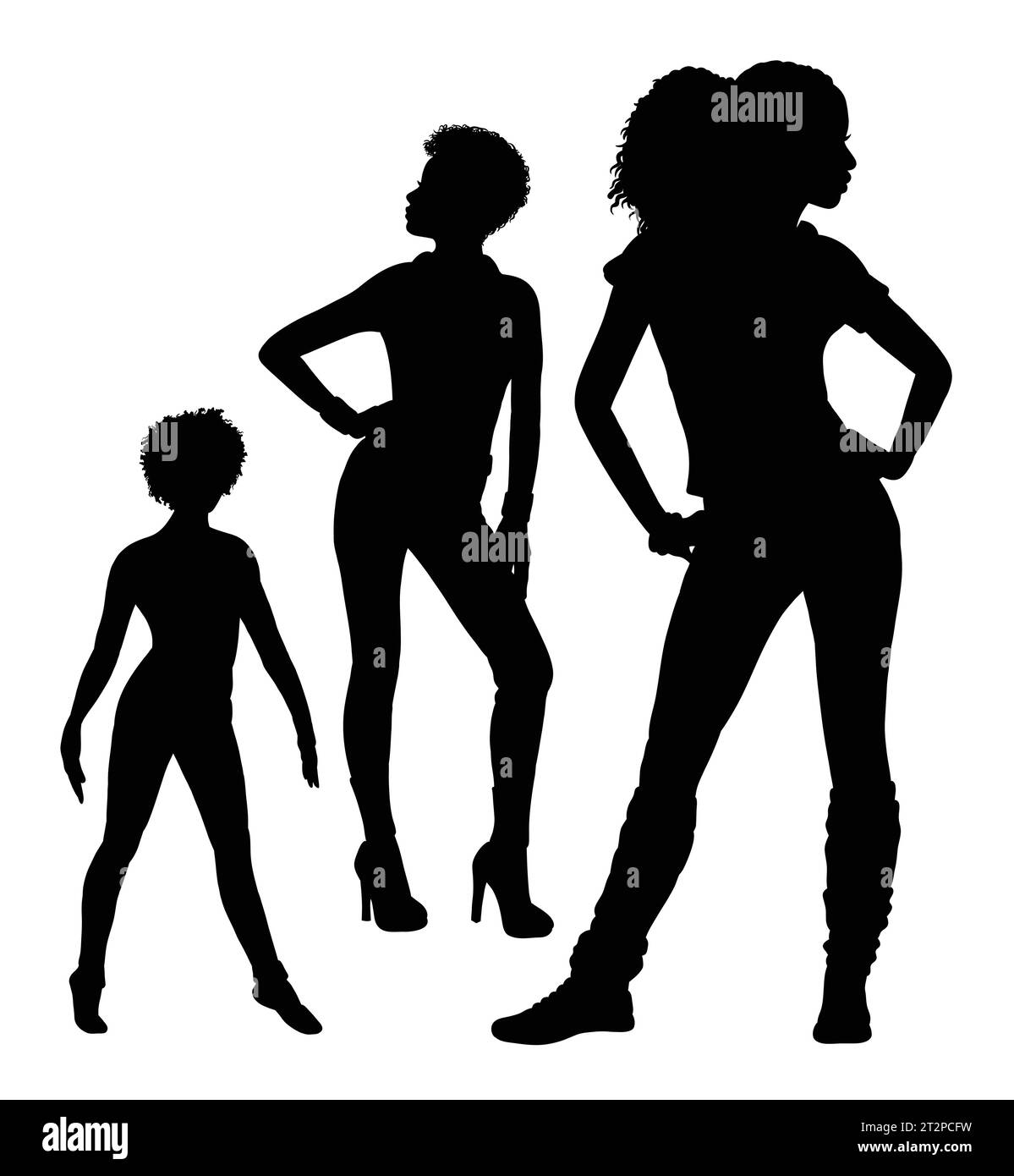 silhouette de pose d'activité de femme afro Illustration de Vecteur