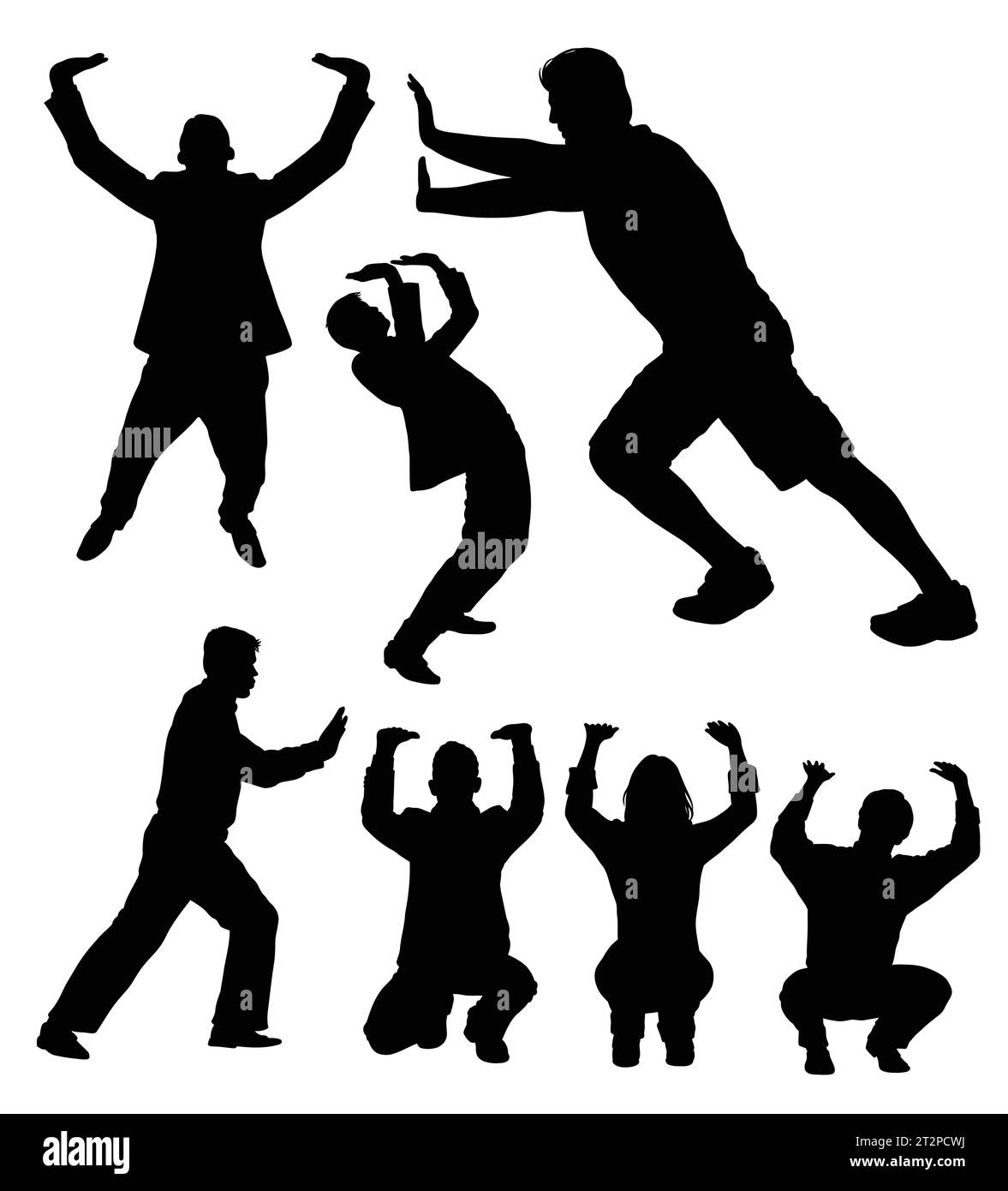 les hommes et les femmes poussant la silhouette de pose Illustration de Vecteur les hommes et les femmes poussant la silhouette de pose Illustration de Vecteur