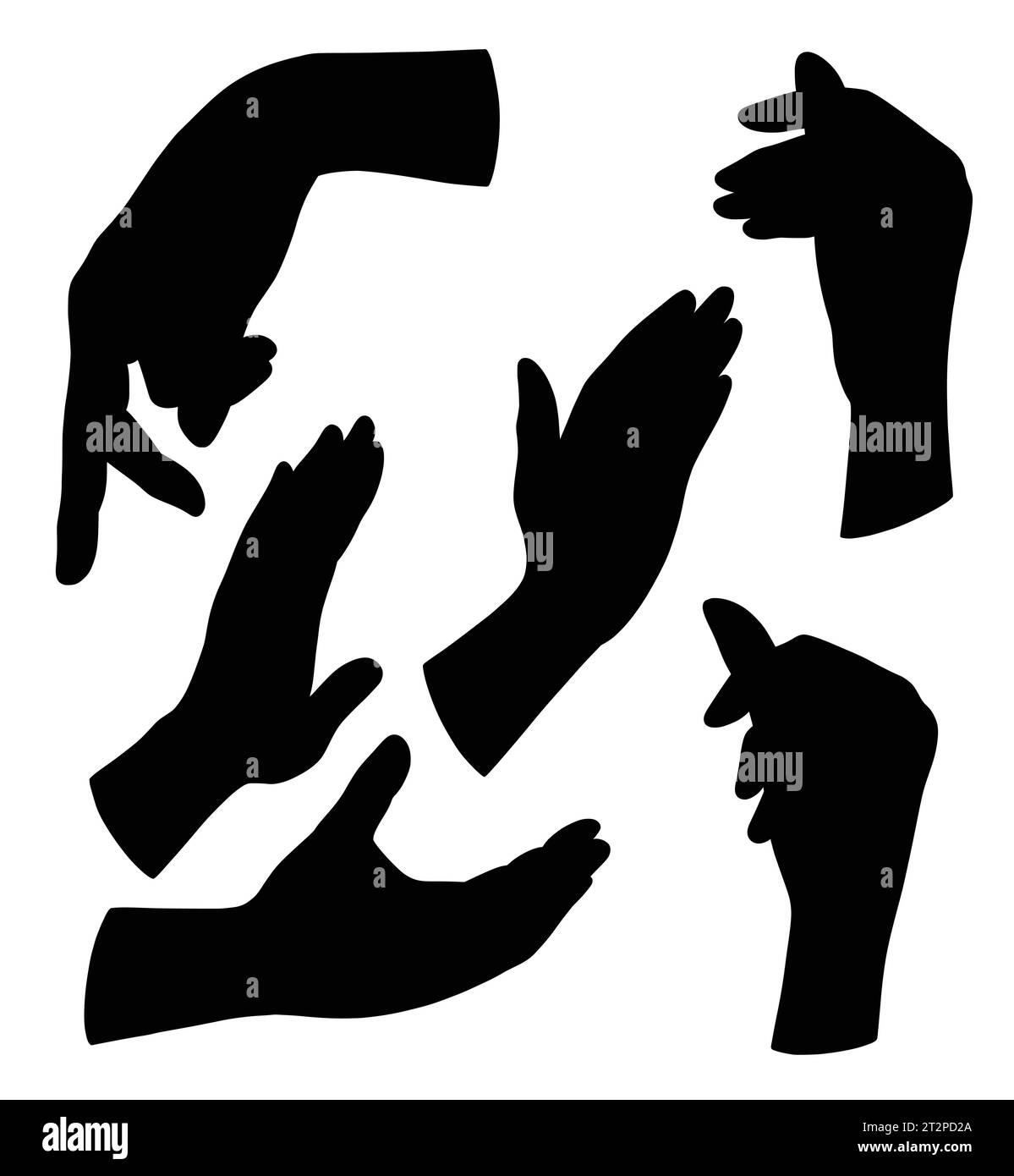 signe de main et symbole doigts gestuels silhouette Illustration de Vecteur