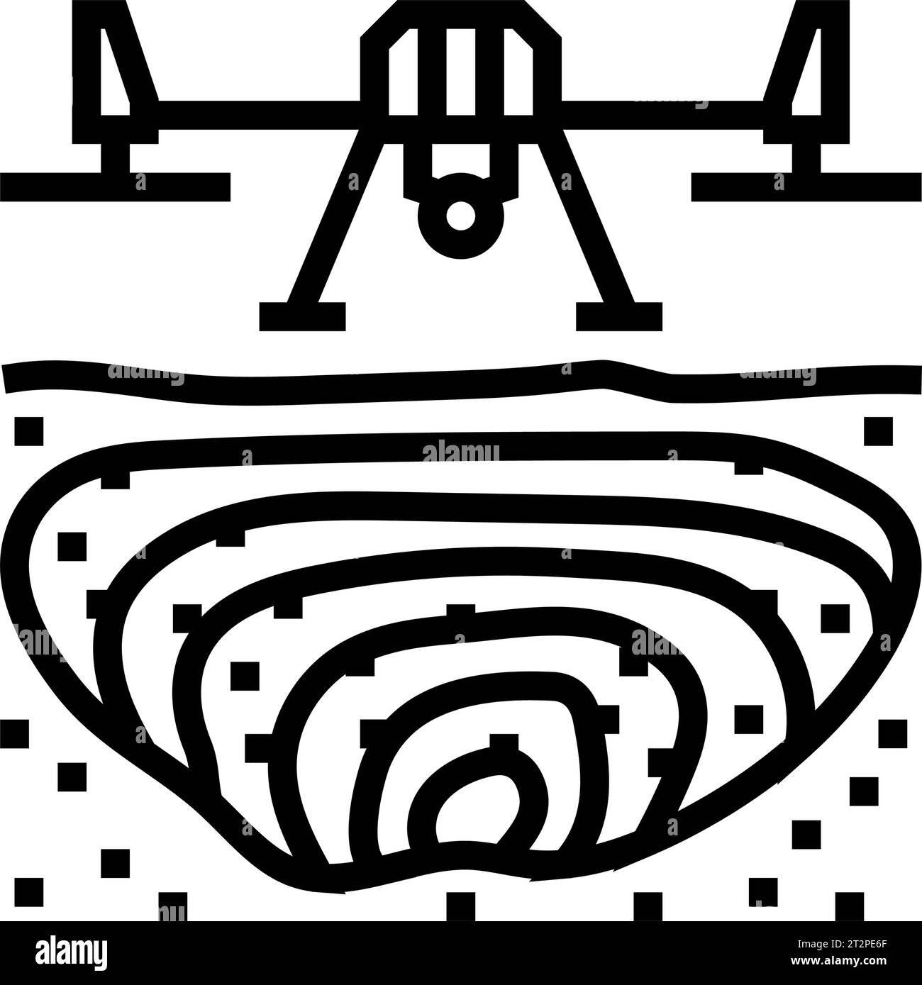 illustration vectorielle d'icône de ligne de drone d'opérations minières Illustration de Vecteur