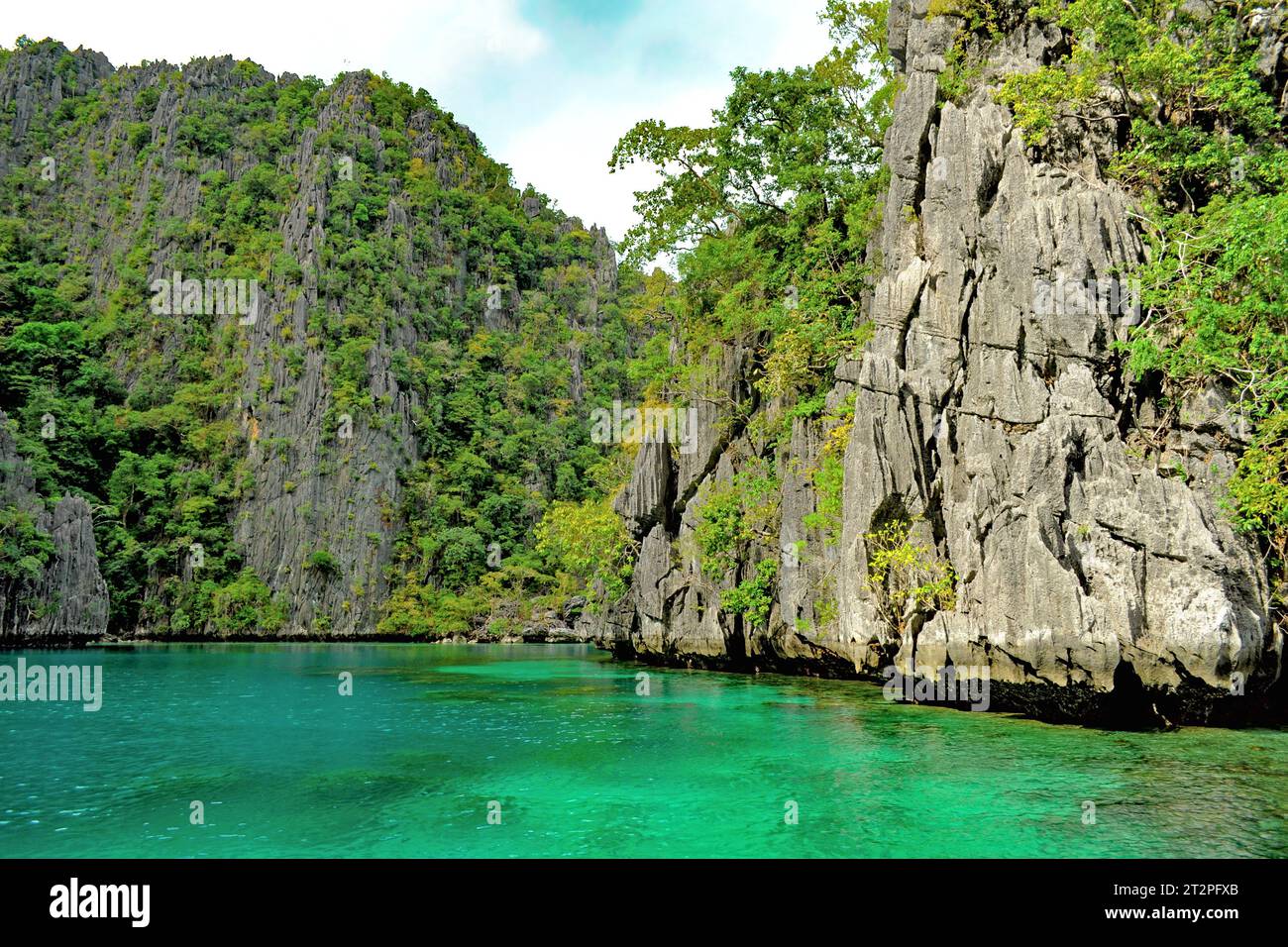 Roches inaccessibles d'origine volcanique dans la baie de Coron, province de Palawan, Philippines Banque D'Images
