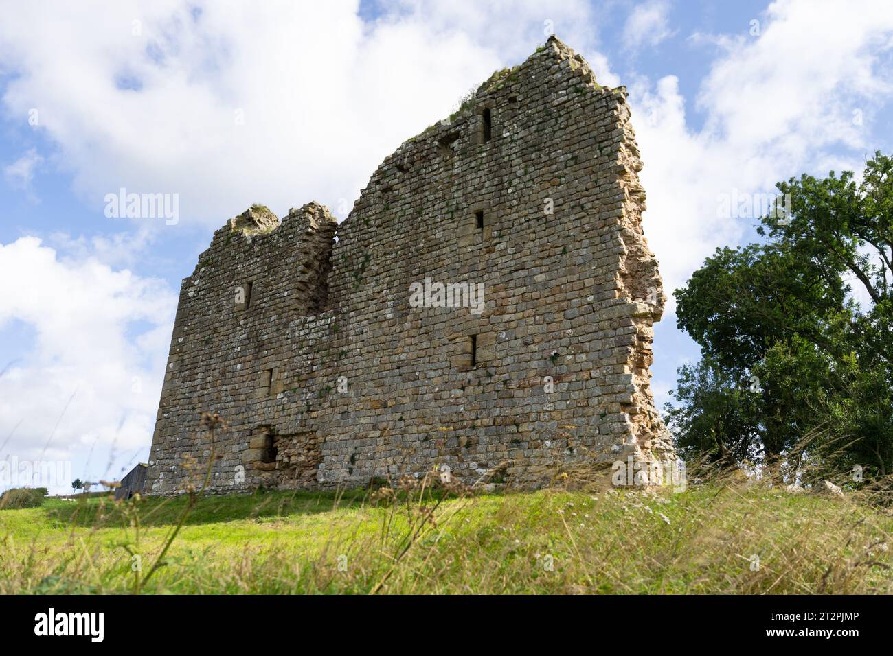 Une vue des ruines du château de Thirlwall sur Hadrien's Wall Path, près de Greenhead, Northumberland, Royaume-Uni Banque D'Images