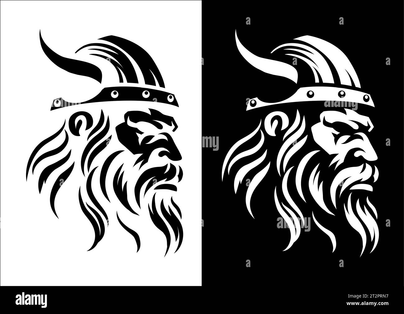 Viking Warrior Man Strong Mascot face dans le casque Illustration de Vecteur
