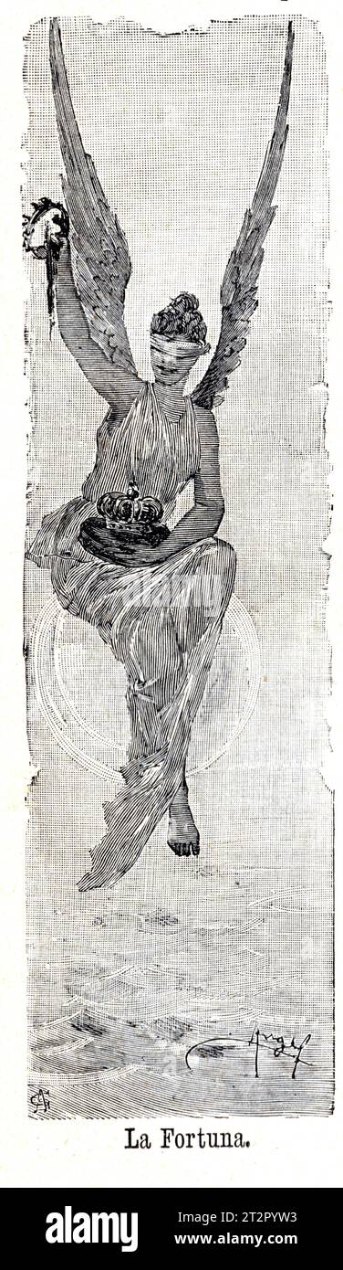 La Fortuna de Manuel Ángel Álvarez (1855-1921) illustrations de la Mitologia de Saturnina Calleja, Madrid, 1892 Banque D'Images