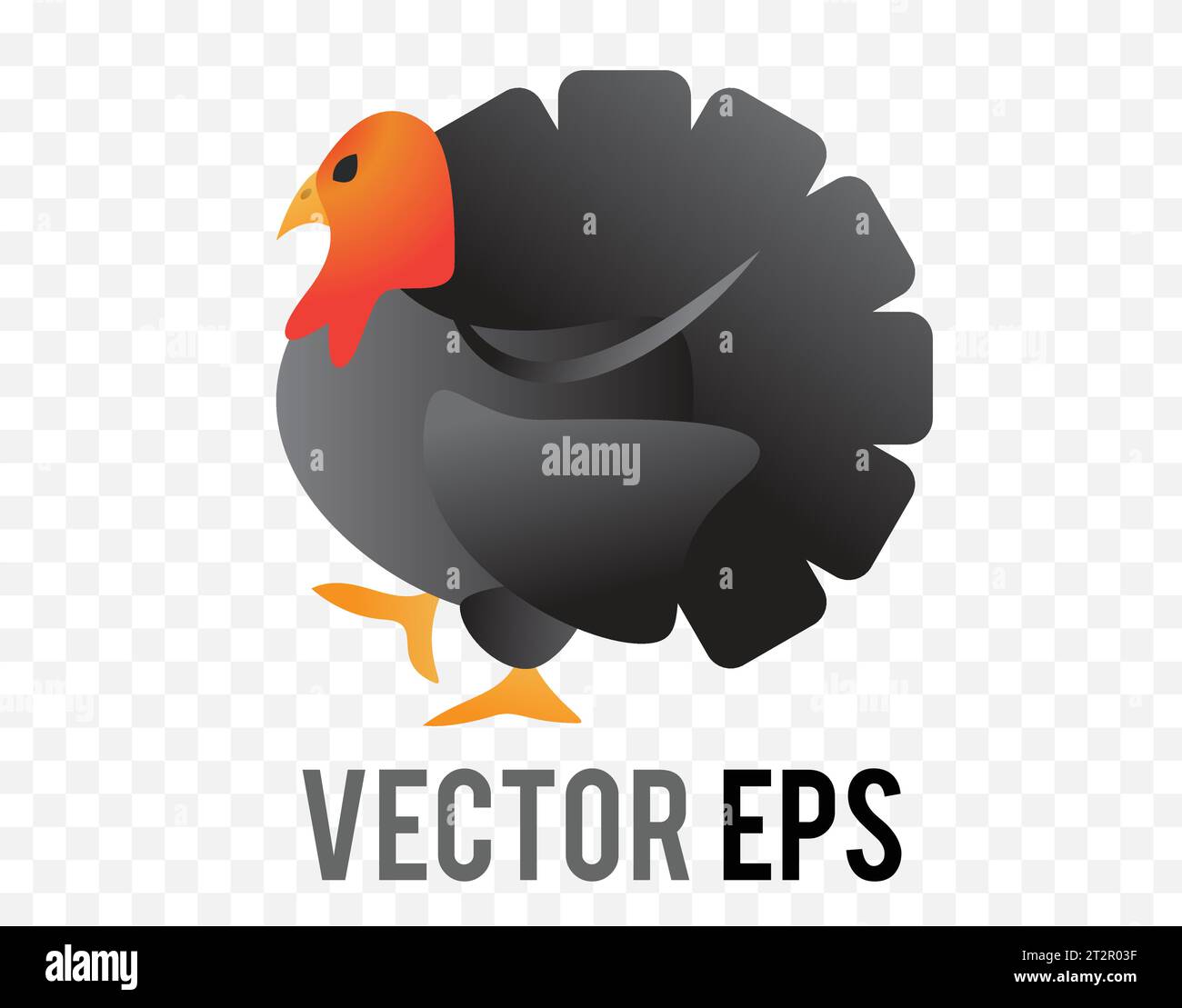 Le vecteur isolé gradient noir turkey Thanksgiving, bouton icône de Noël Illustration de Vecteur
