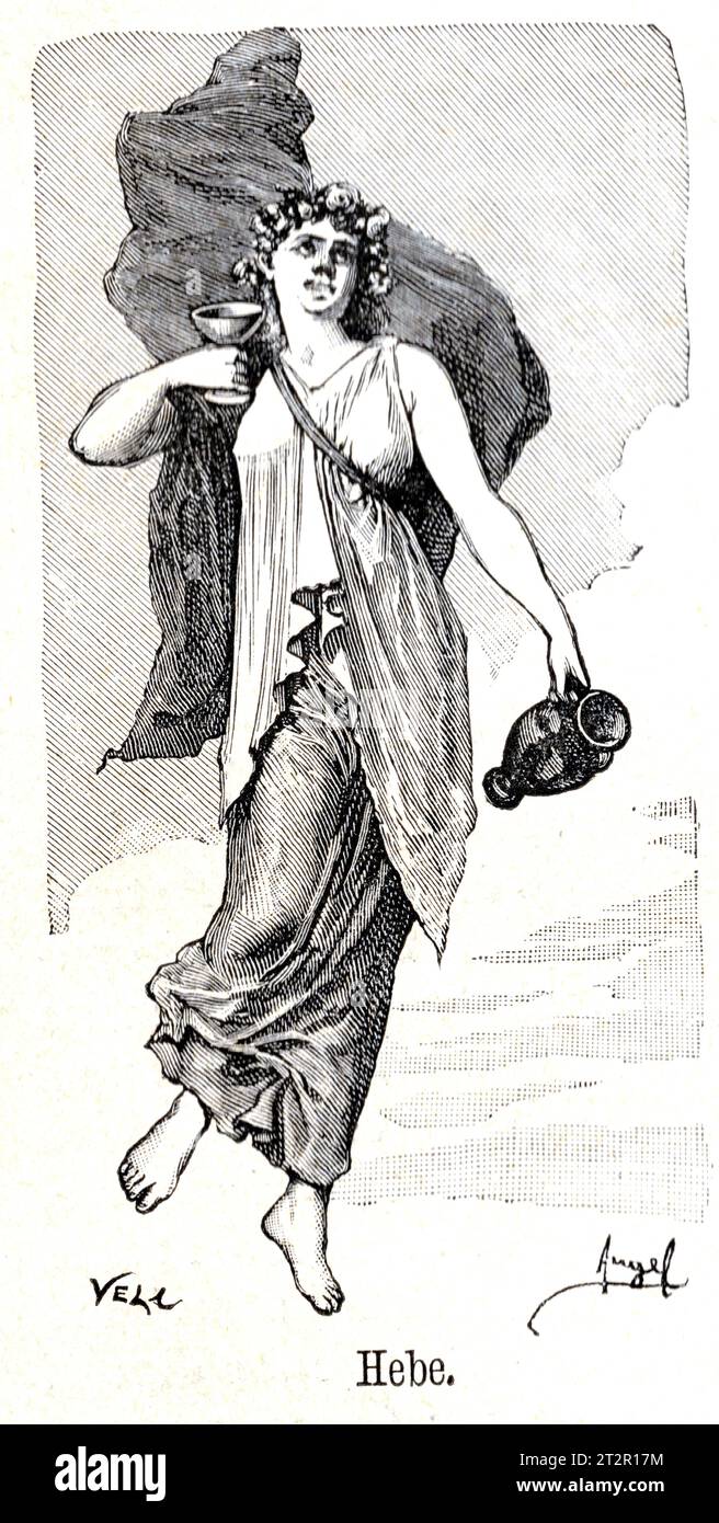 Hebe de Manuel Ángel Álvarez (1855-1921) illustrations de la Mitologia de Saturnina Calleja, Madrid, 1892 Banque D'Images