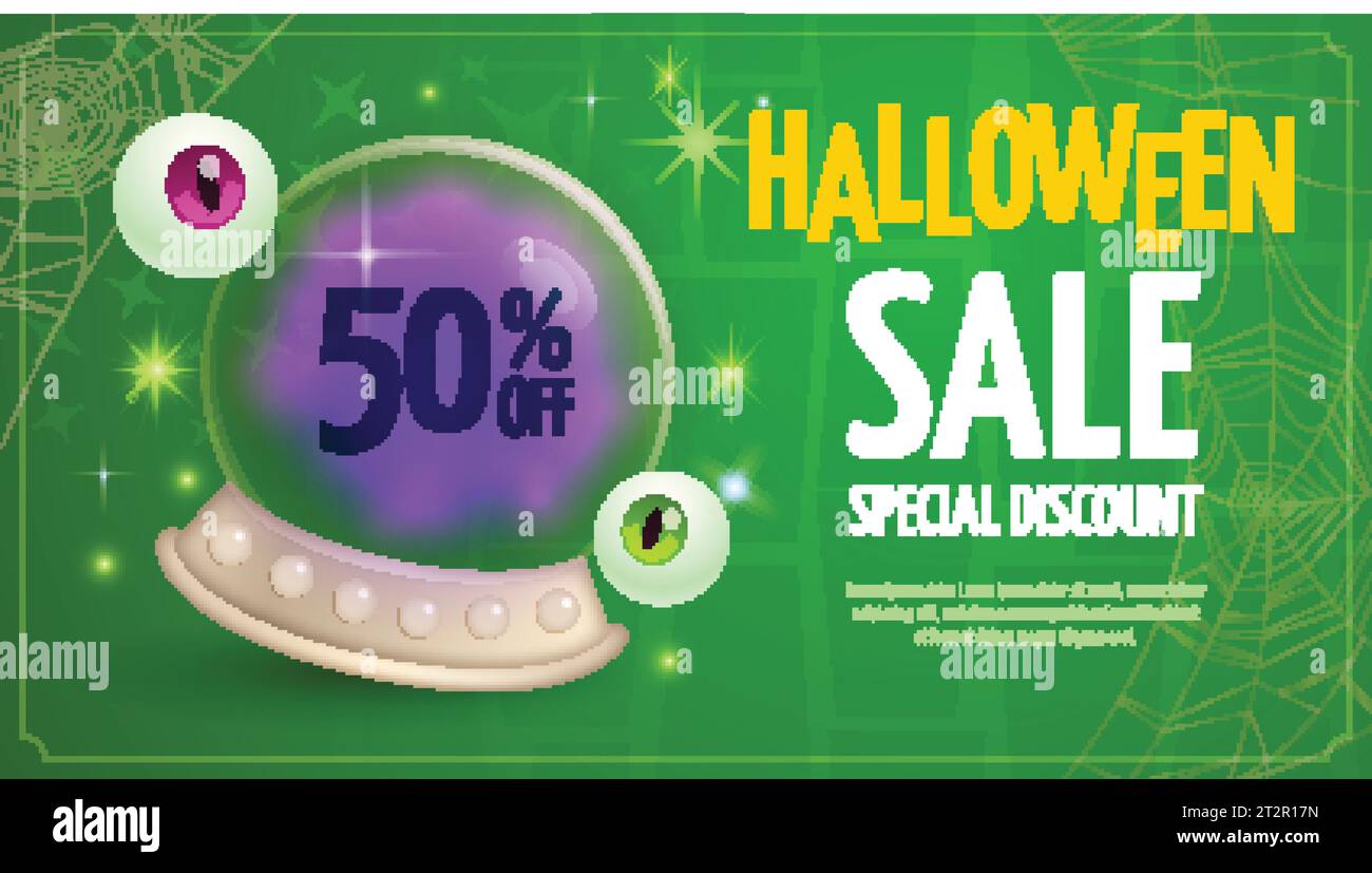 modèle de bannière de vente horizontale réaliste illustration vectorielle de conception de saison halloween Illustration de Vecteur