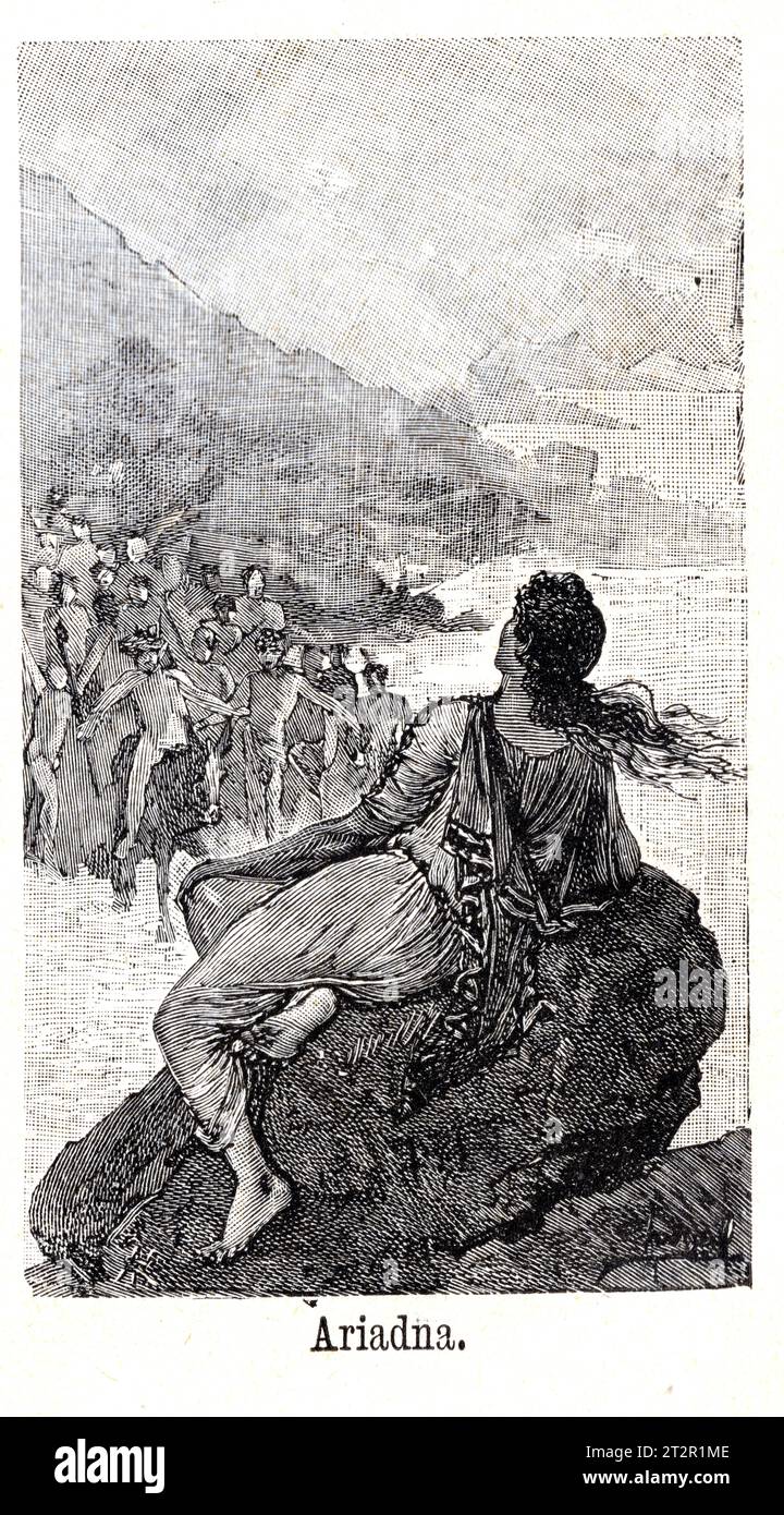 Ariadna de Manuel Ángel Álvarez (1855-1921) illustrations de la Mitologia de Saturnina Calleja, Madrid, 1892 Banque D'Images