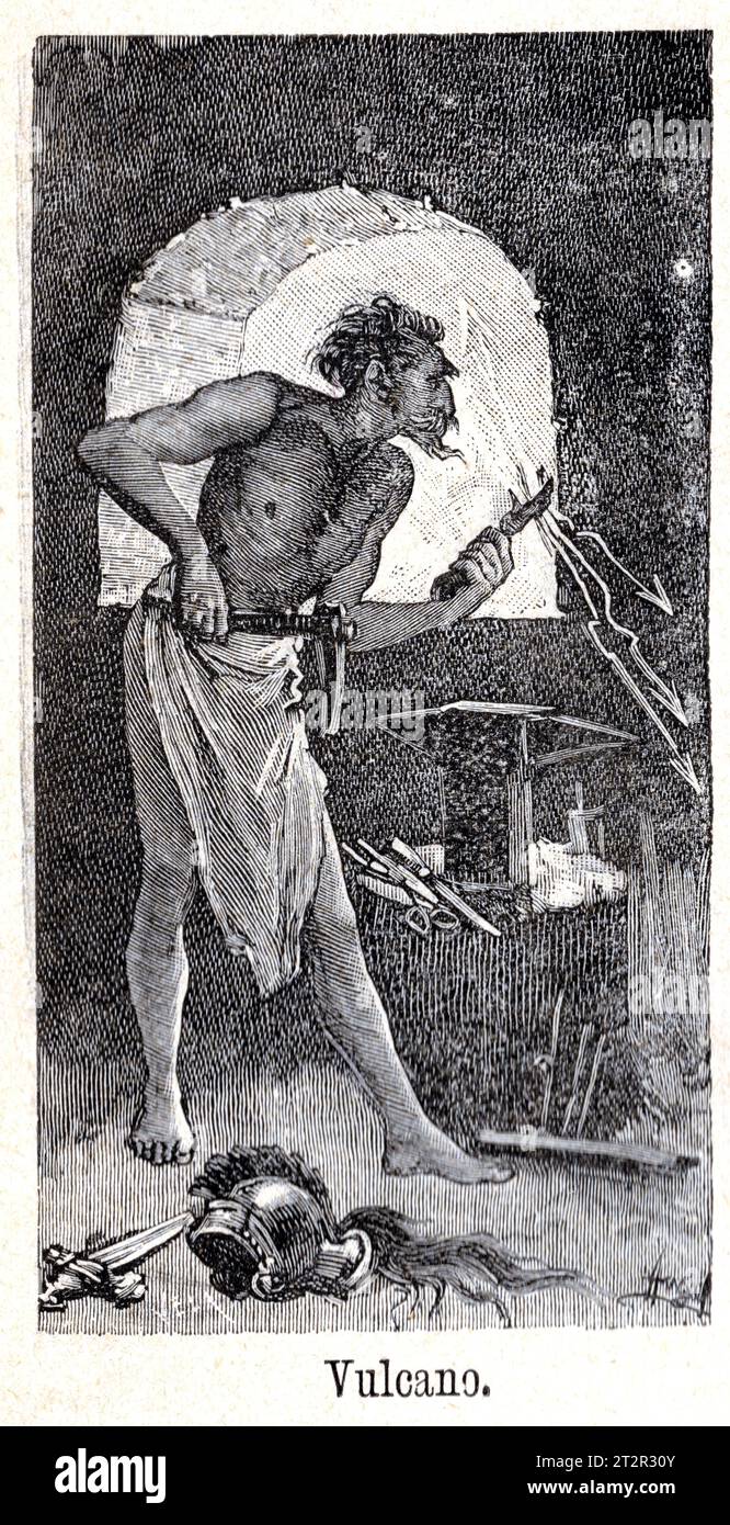 Vulcano - Manuel Ángel Álvarez (1855-1921) illustrations de la Mitologia de Saturnina Calleja, Madrid, 1892 Banque D'Images
