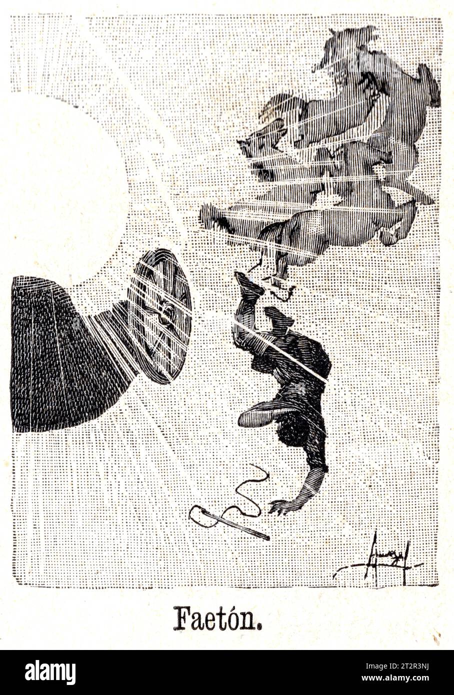 Faeton de Manuel Ángel Álvarez (1855-1921) illustrations de la Mitologia de Saturnina Calleja, Madrid, 1892 Banque D'Images