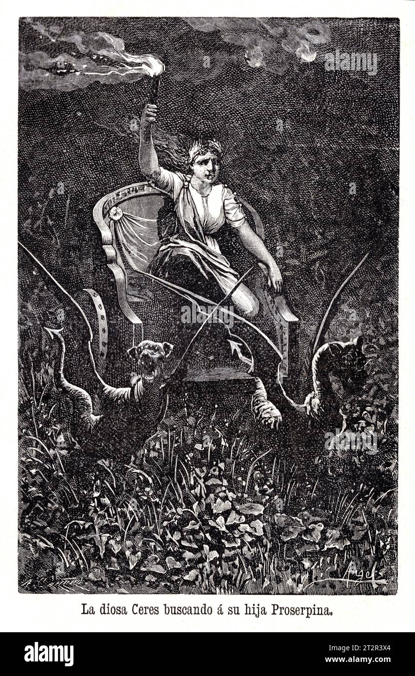 Proserpina - Manuel Ángel Álvarez (1855-1921) illustrations de la Mitologia de Saturnina Calleja, Madrid, 1892 Banque D'Images