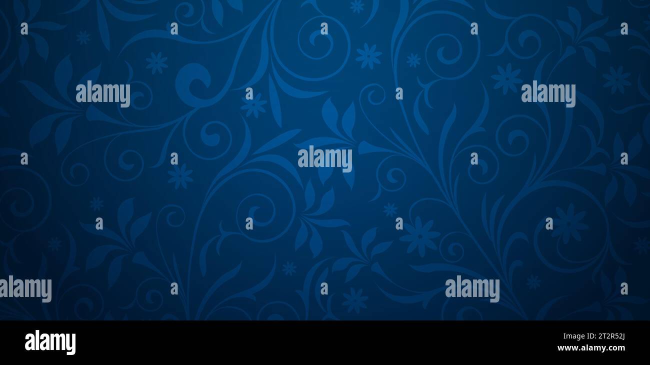 Vector illustration fond bleu foncé avec ornement floral pour présentations marketing, decks, annonces, couverture de livres, interface numérique, motif imprimé Illustration de Vecteur