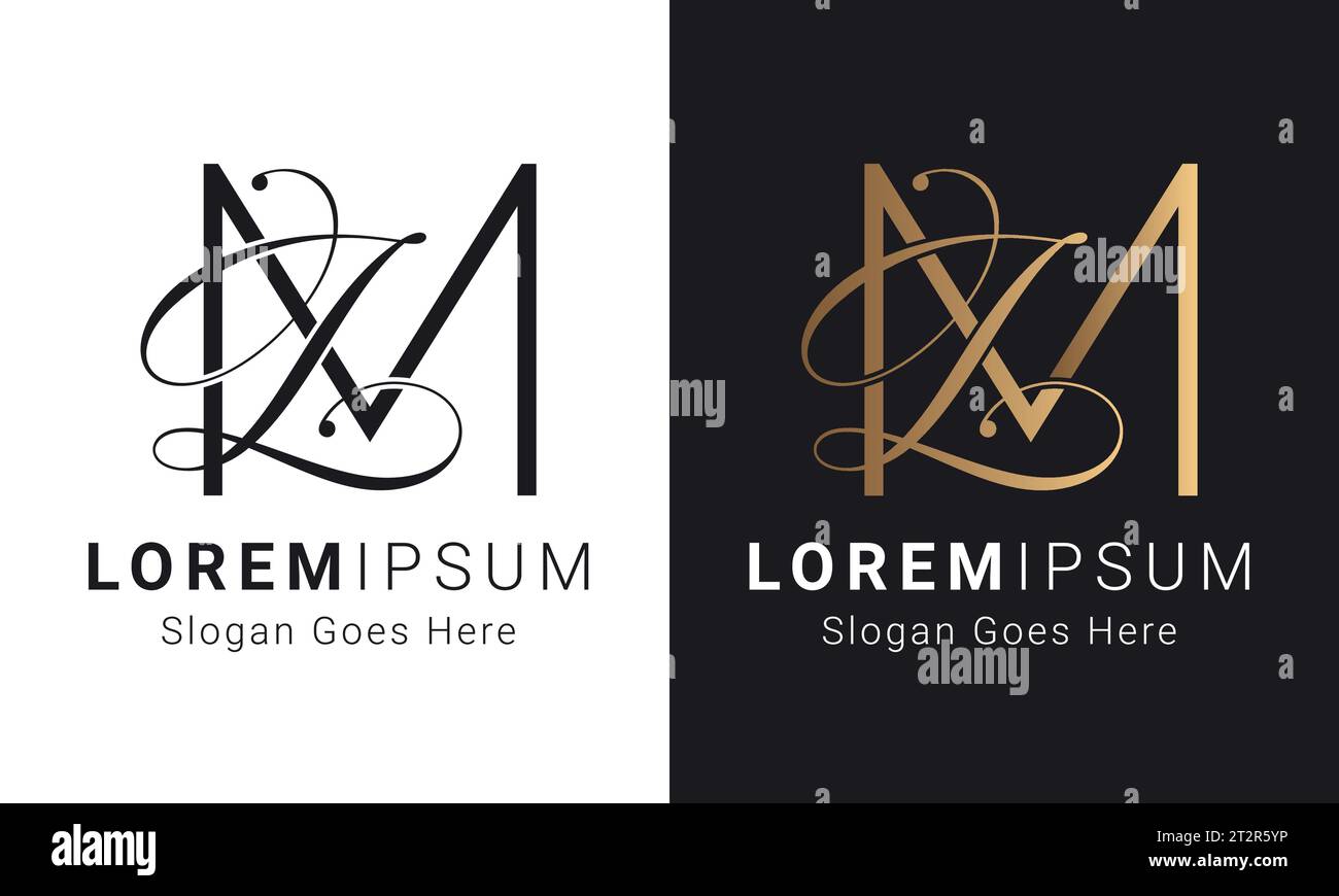 Design de logo de lettre de texte de luxe initial ML ou LM monogramme Illustration de Vecteur