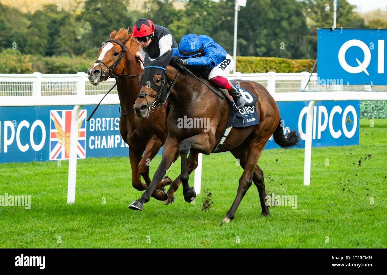 Ascot, Berkshire, Royaume-Uni ; Frankie Dettori et Trawlerman remportent la QIPCO British Champions longue distance Cup (Groupe 2) pour l'entraîneur John & Thady Gosden et le propriétaire Godolphin. Crédit JTW Equine Images / Alamy Banque D'Images