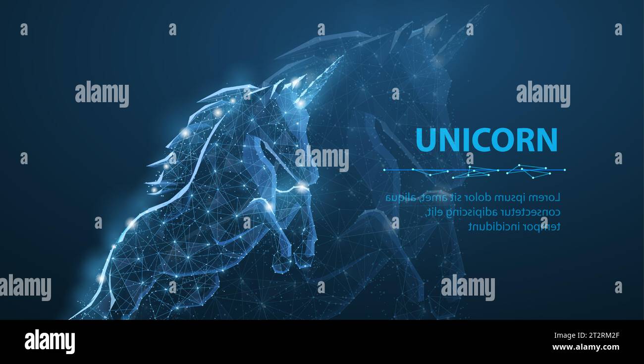licorne abstraite sautante. Investissement en capital-risque, commerce numérique Illustration de Vecteur