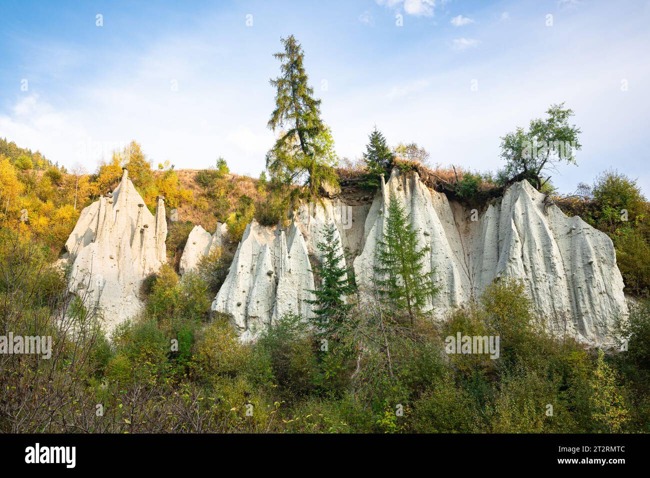 Pyramides de terre dans le Tyrol du Sud, Italie Banque D'Images