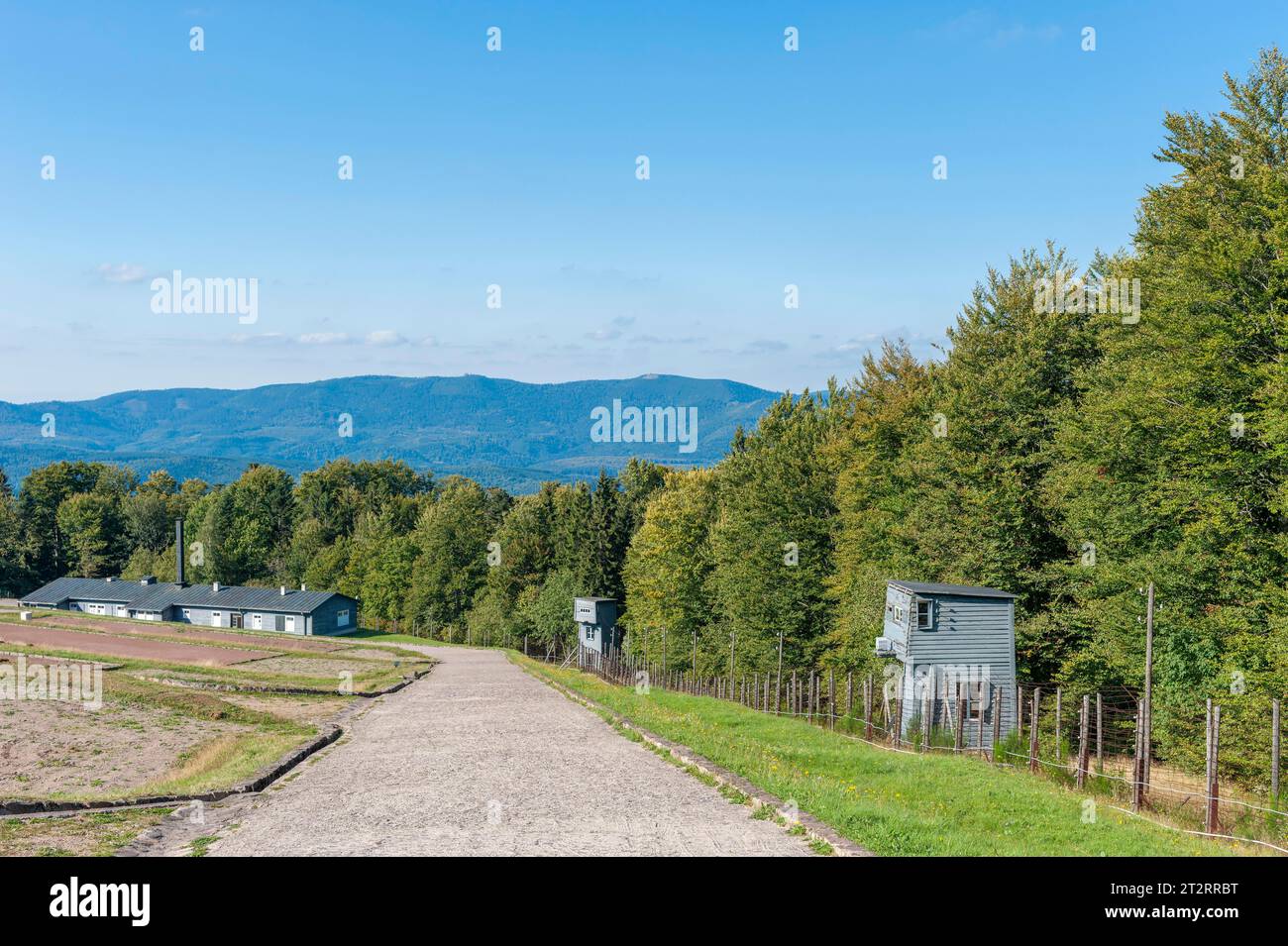 Vue sur le site de l'ancien camp de concentration Natzweiler-Struthof, Natzwiller, Alsace, France Banque D'Images