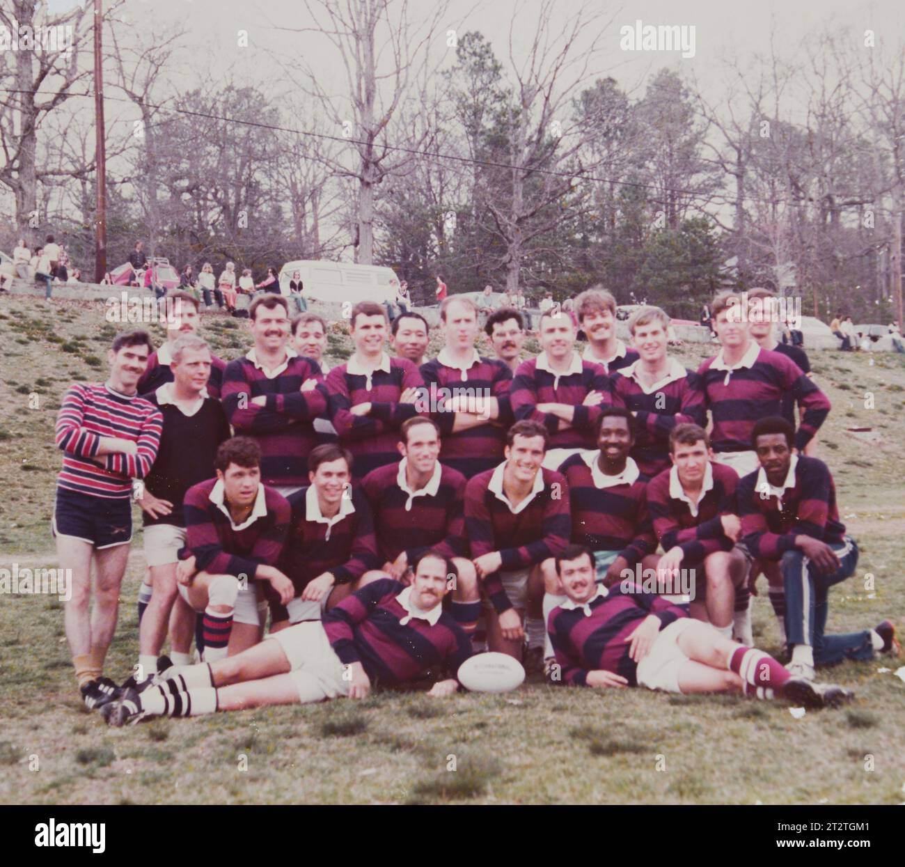 1975 fort Benning, équipe de rugby pose pour leur photo d'équipe, États-Unis Banque D'Images