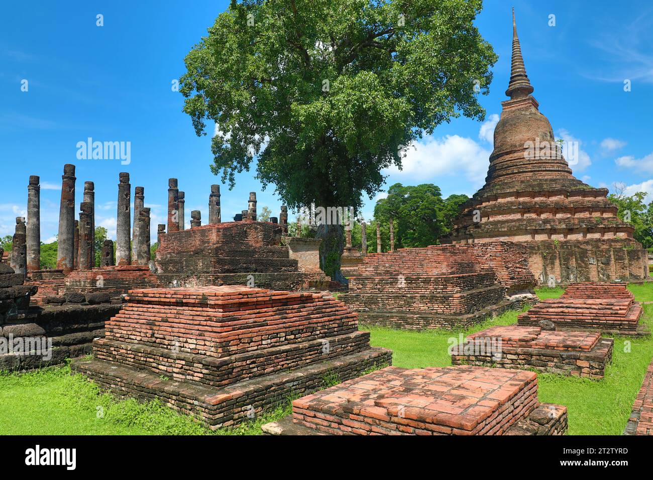 Temple Wat Mahathat, sanctuaire royal, Sukhothai, Thaïlande Banque D'Images