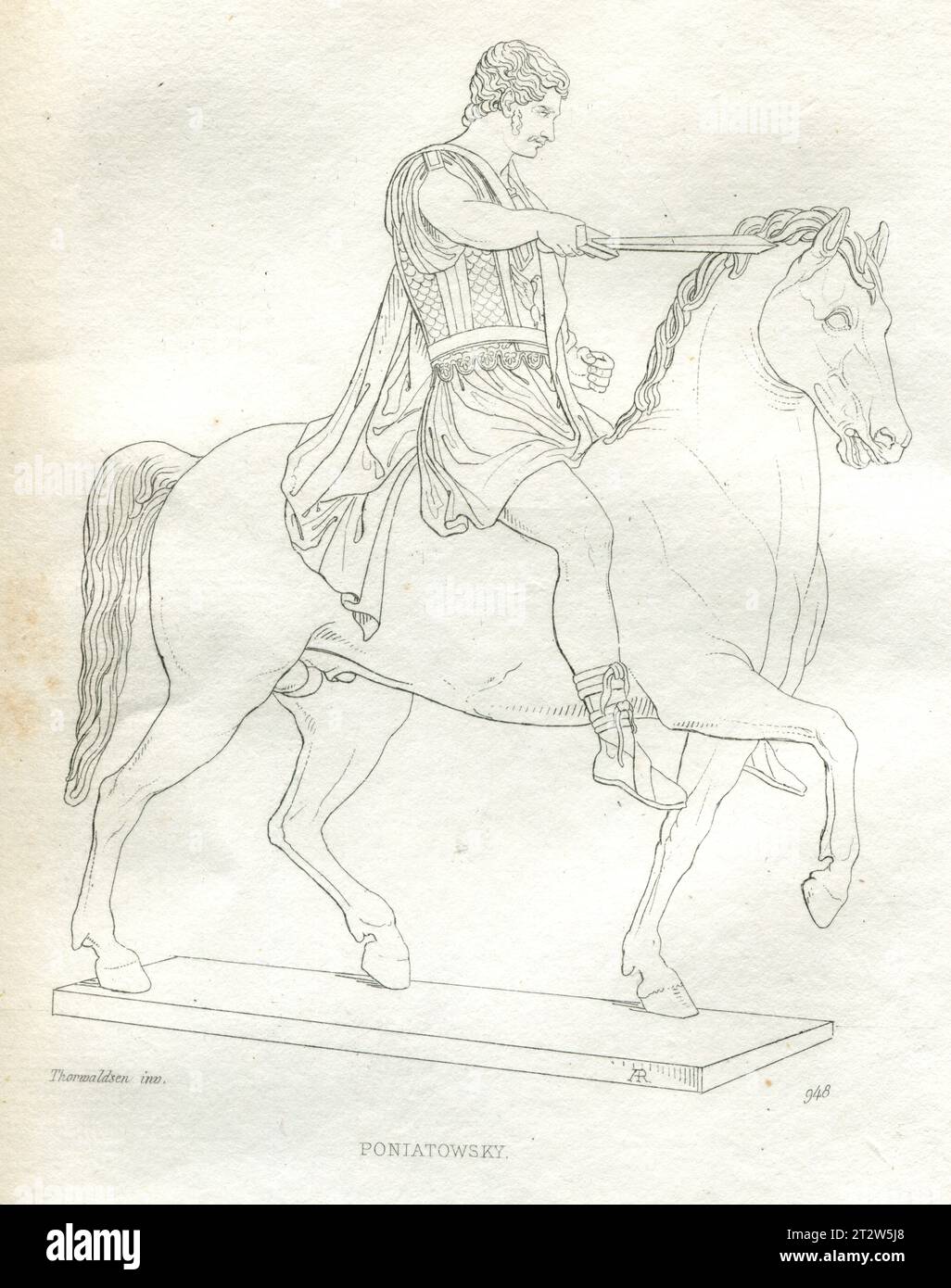 THORWALTSEN. PONIATOWSKI. MUSÉE DE PEINTURE ET SCULPTURE DESSINE ET GRAVÉ PAR REVEIL. LONDRES.PARIS 1833 Banque D'Images