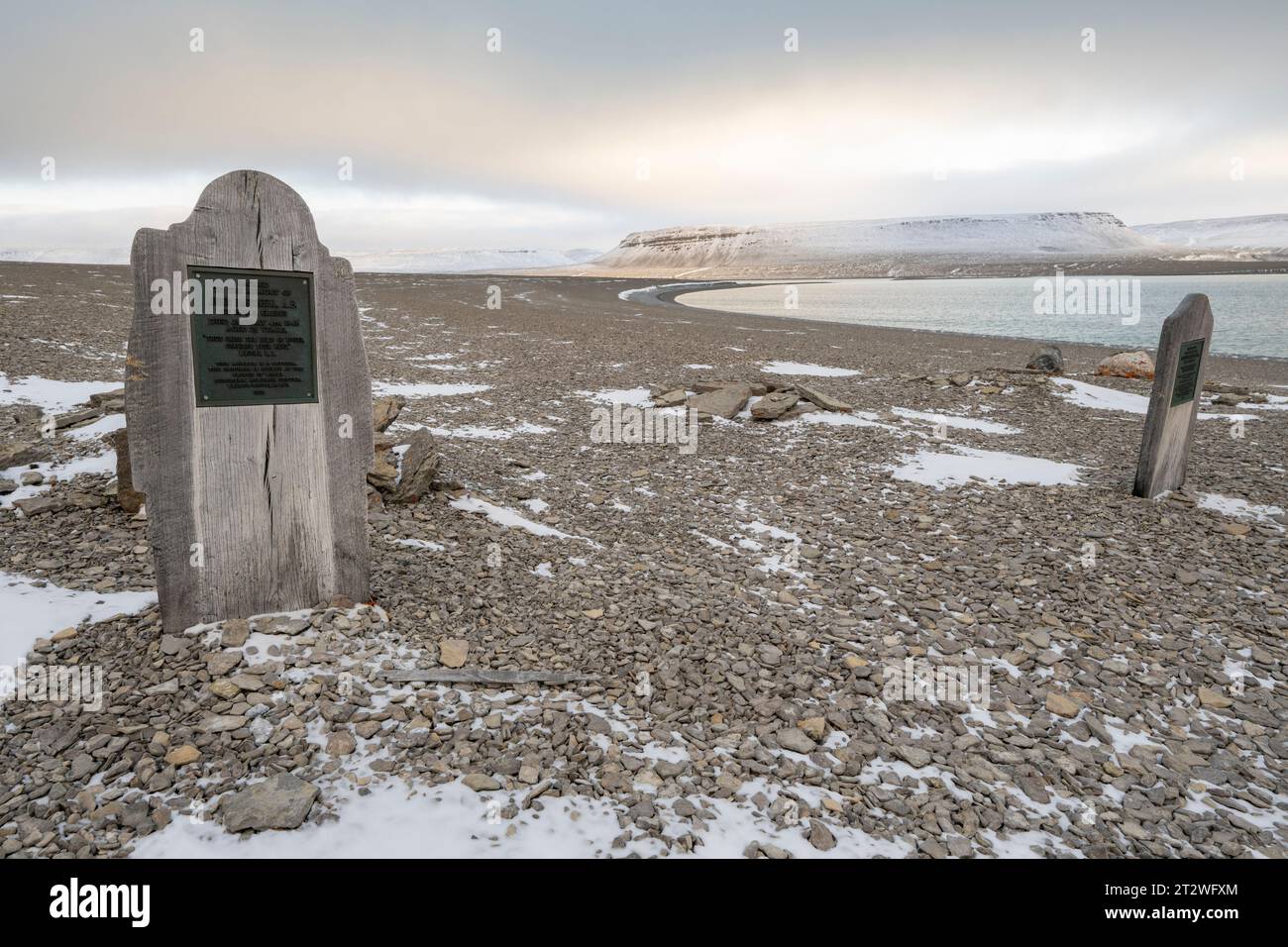 Canada, Nunavut, Resolute Bay, Erebe Bay, Beechey Island. Lieu où l'expédition Franklin de 1845 hiverna. Banque D'Images